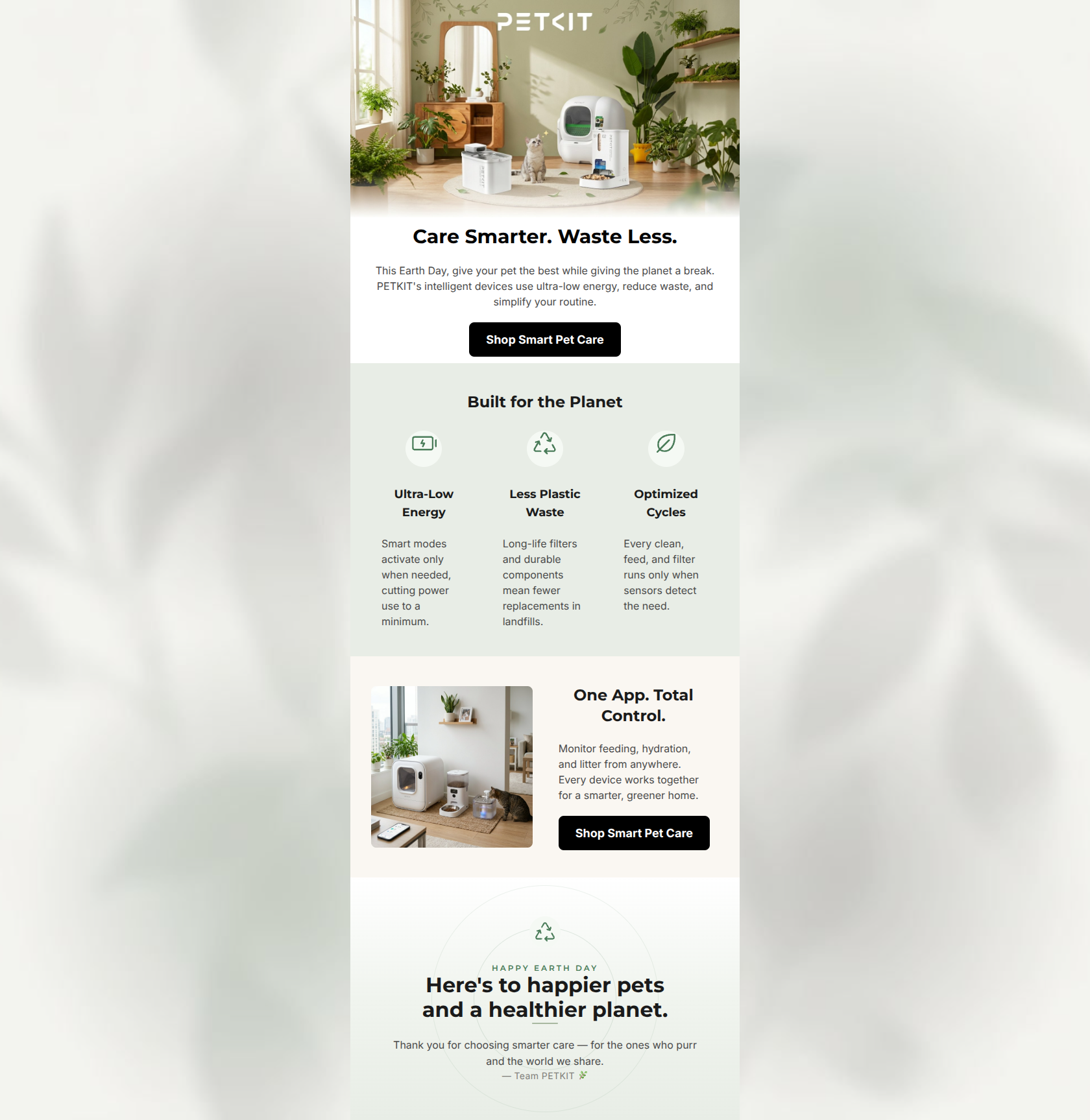 Email design: Smart Pet Care for a Greener Home 🌍