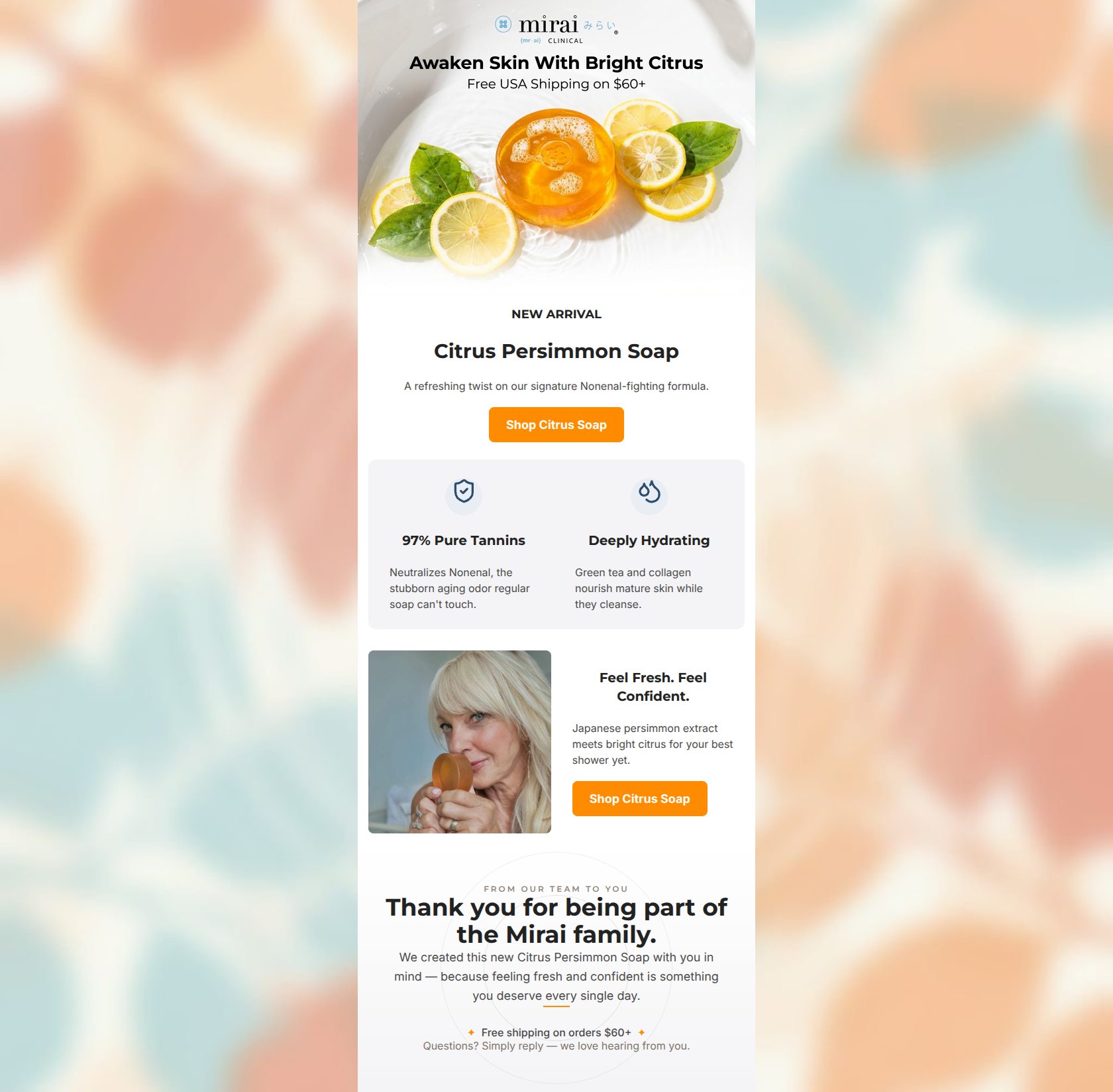 Email design: The new Citrus Persimmon Soap is here