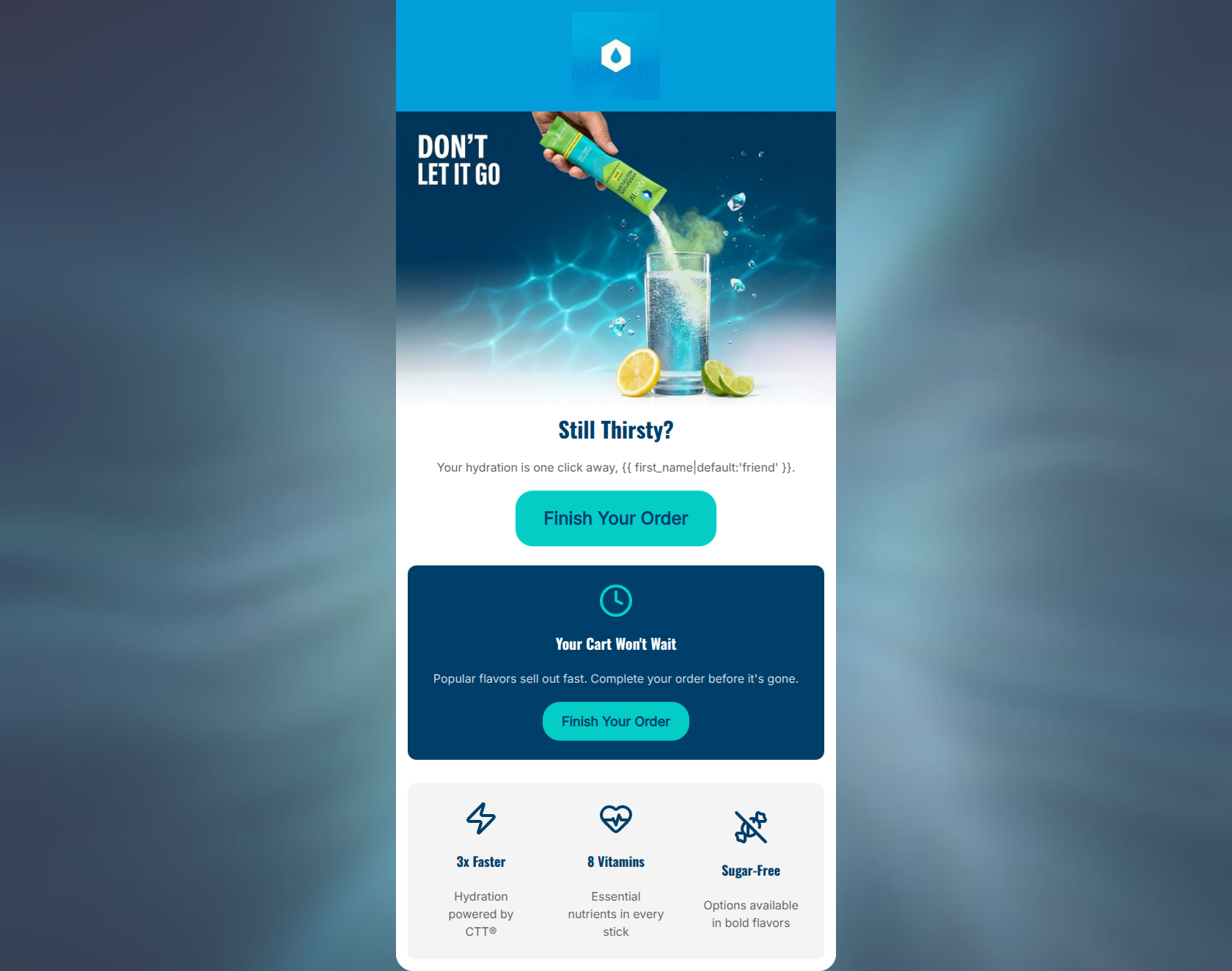 Email design: You left your hydration behind
