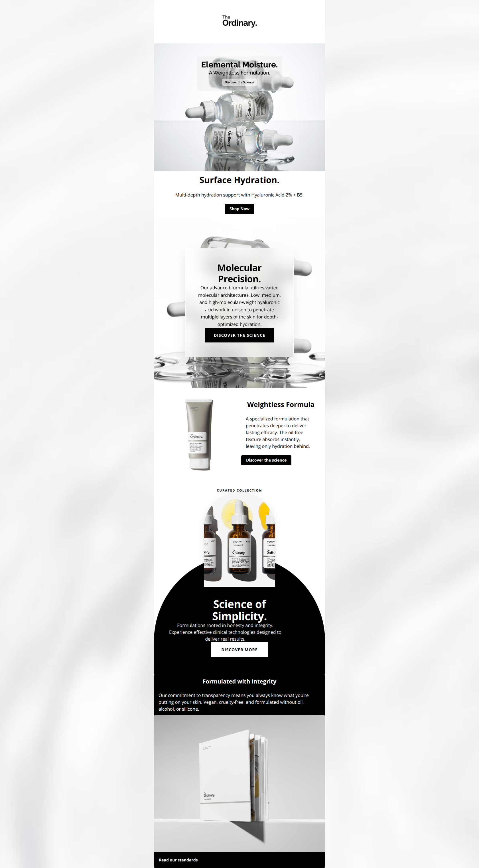Email design: Hydration, crystal clear.