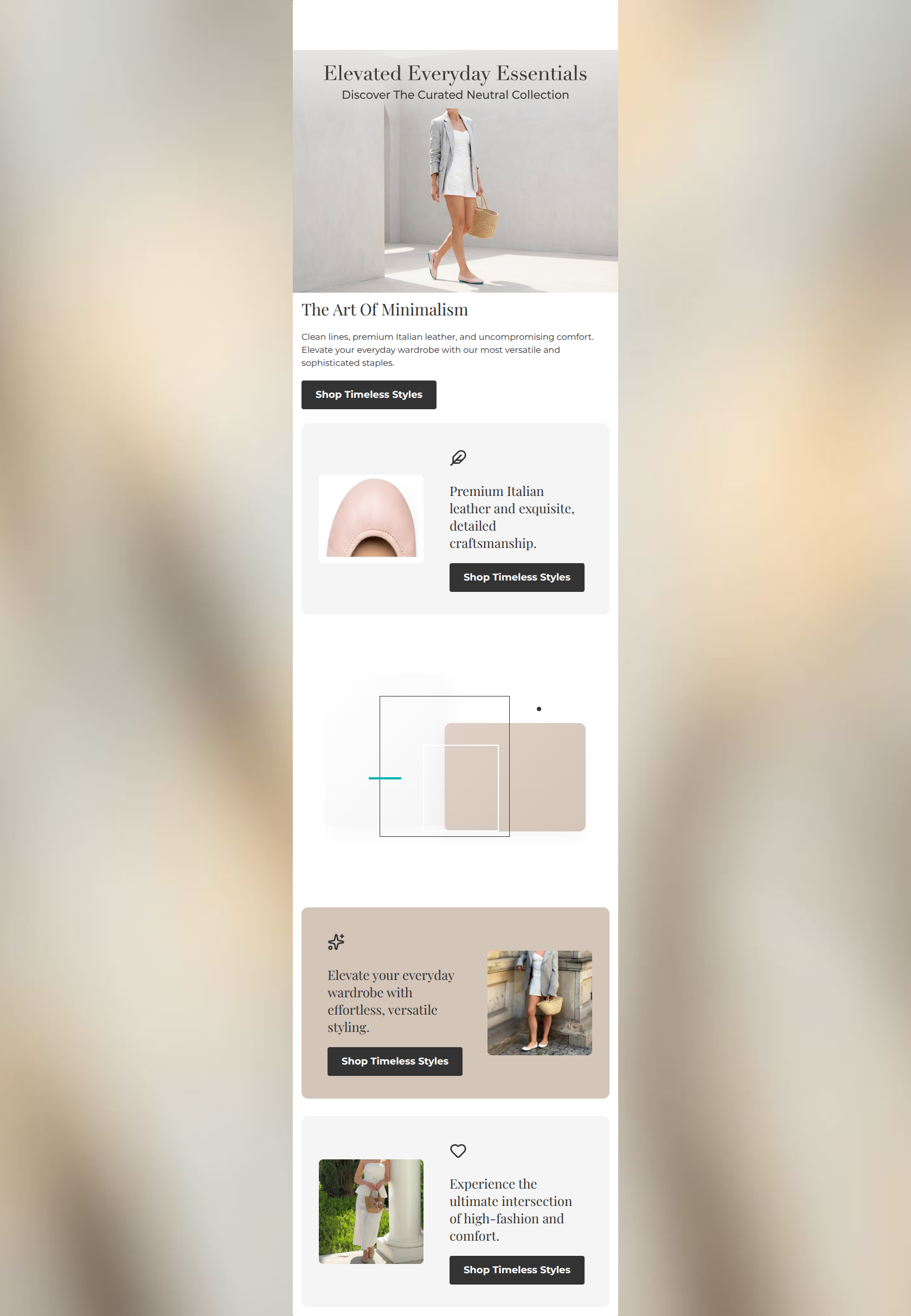 Email design: Minimalist luxury for the modern muse