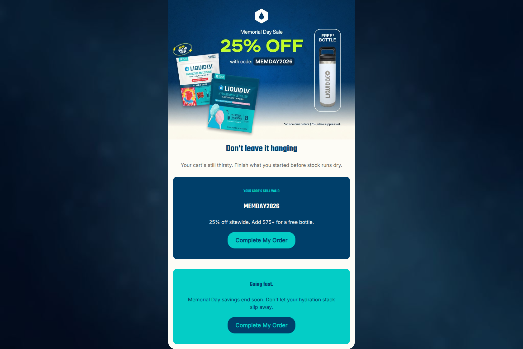 Email design: Your cart's getting thirsty