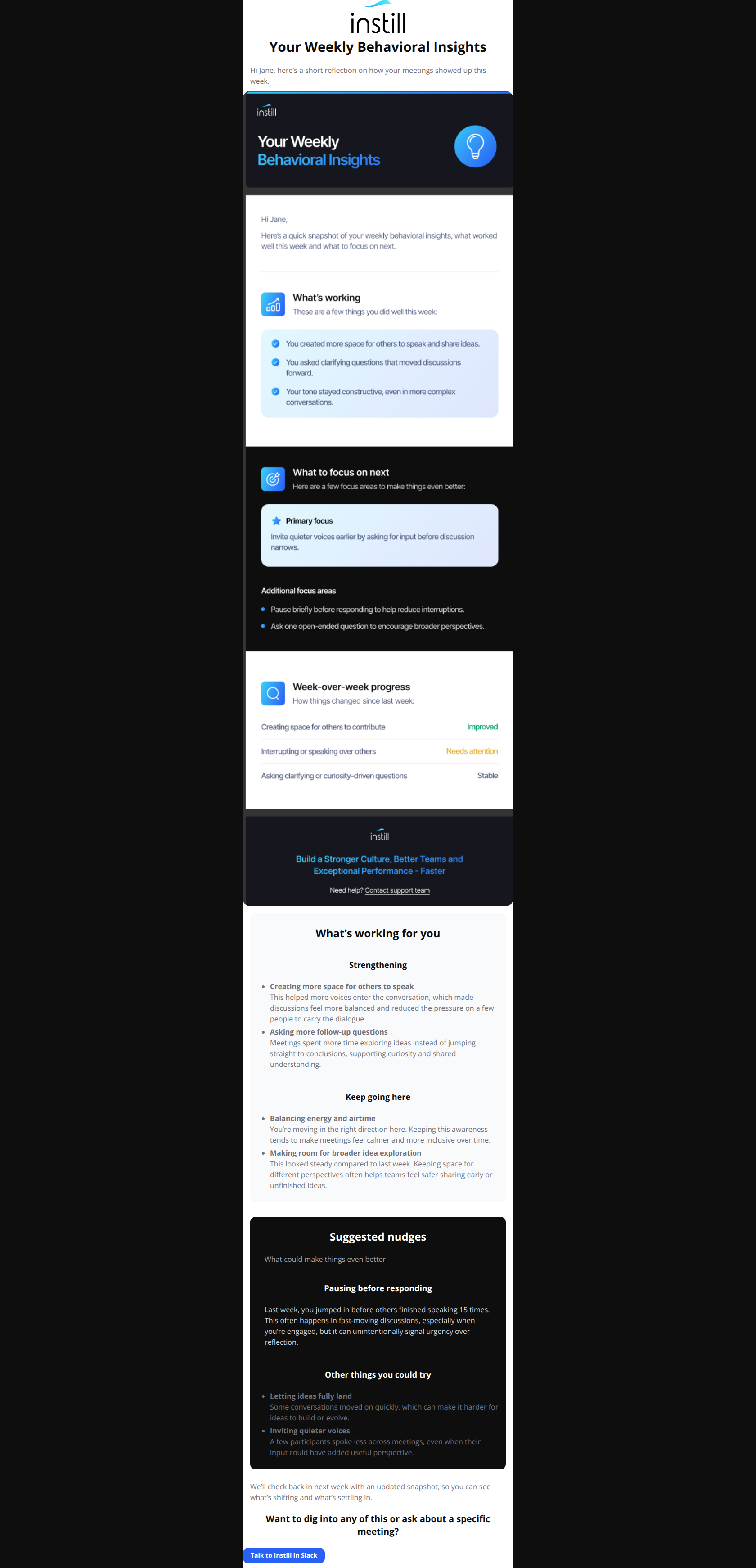 Email design: Your Weekly Behavioral Insights