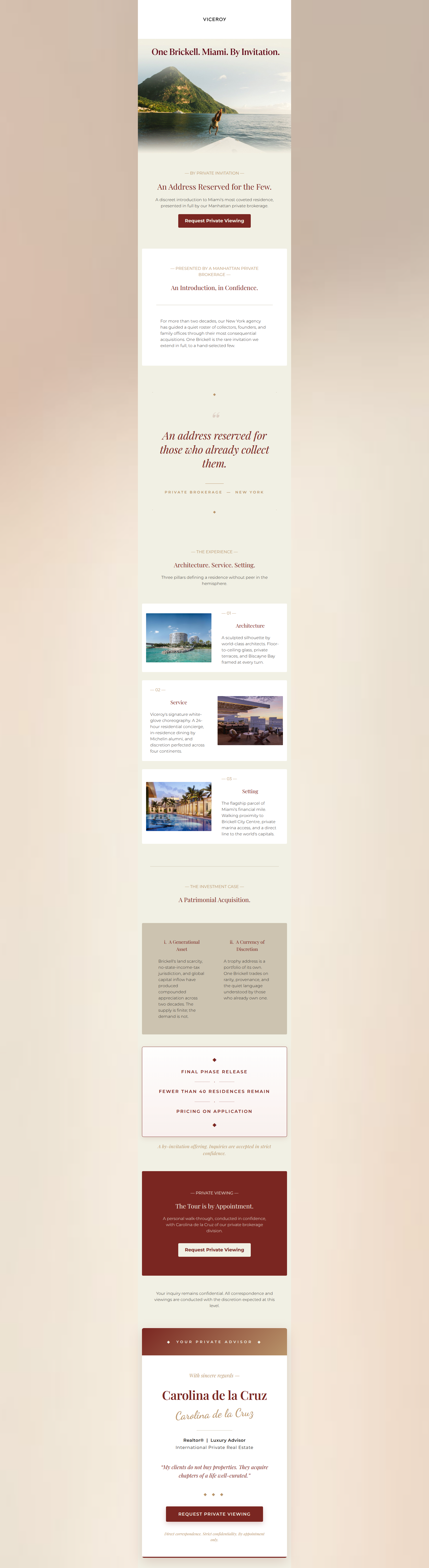 Email design: One Brickell, Miami — By Private Invitation