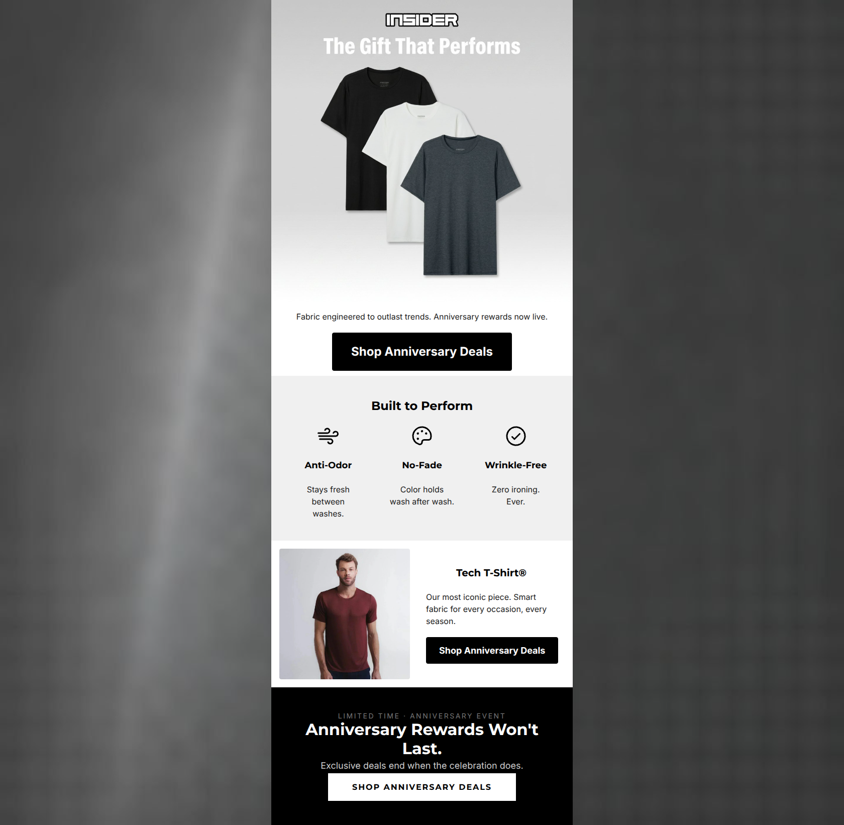 Email design: Gift tech that never fades.