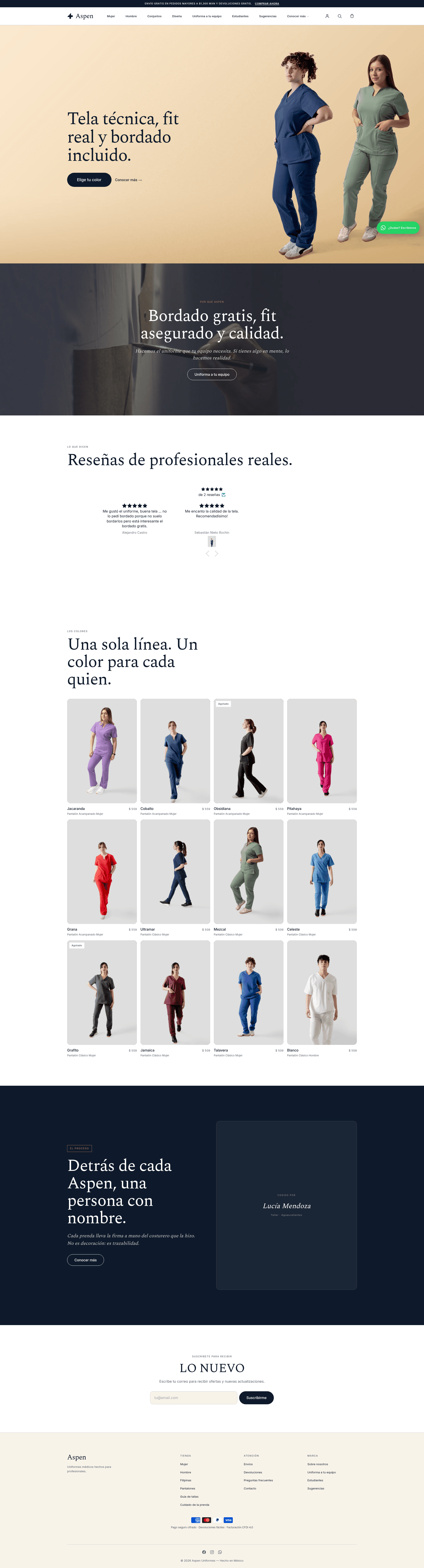 Screenshot of https://aspenuniformes.com