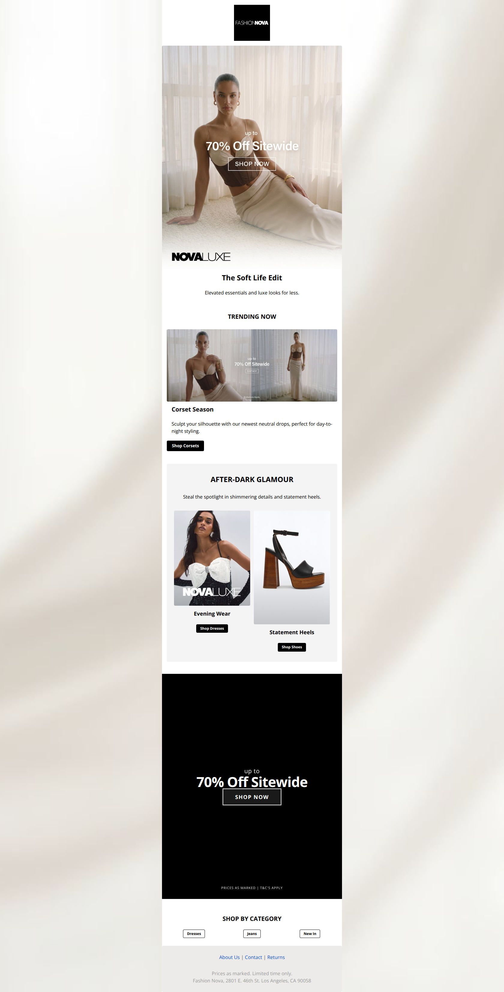 Email design: Up to 70% Off Everything Starts NOW โจ