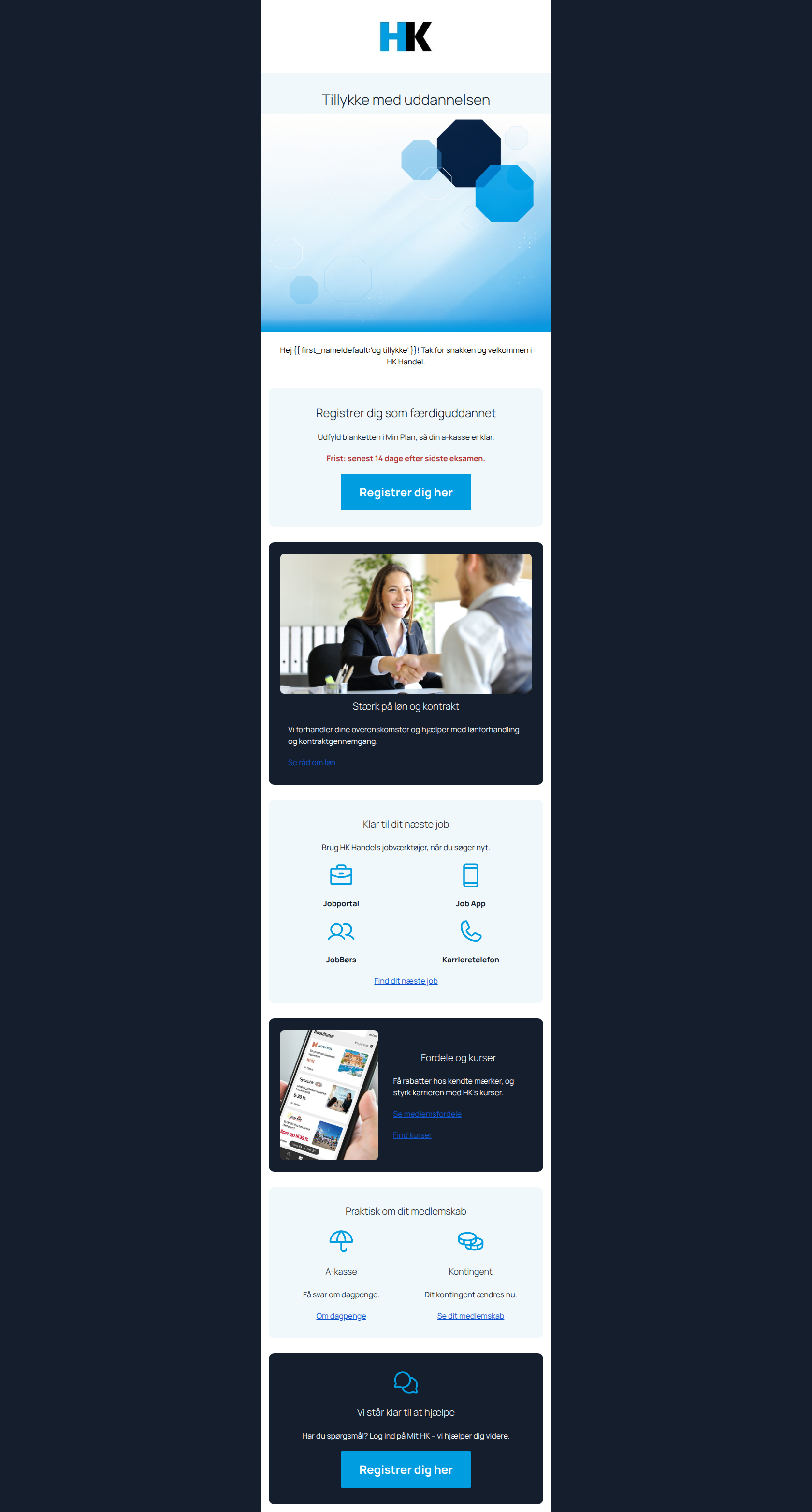 Email design: Tak for snakken – velkommen i HK Handel