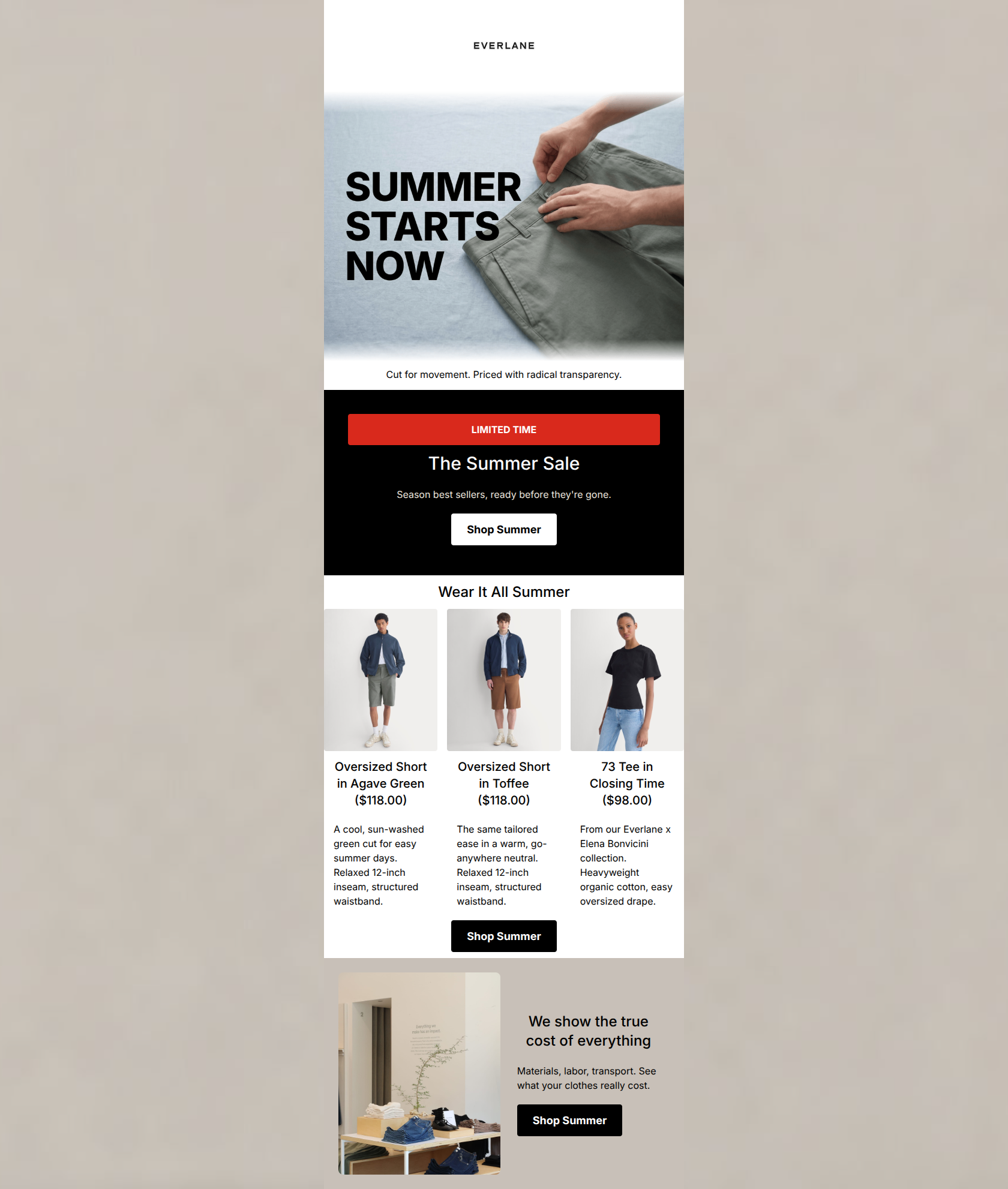 Email design: Summer, meet your new uniform