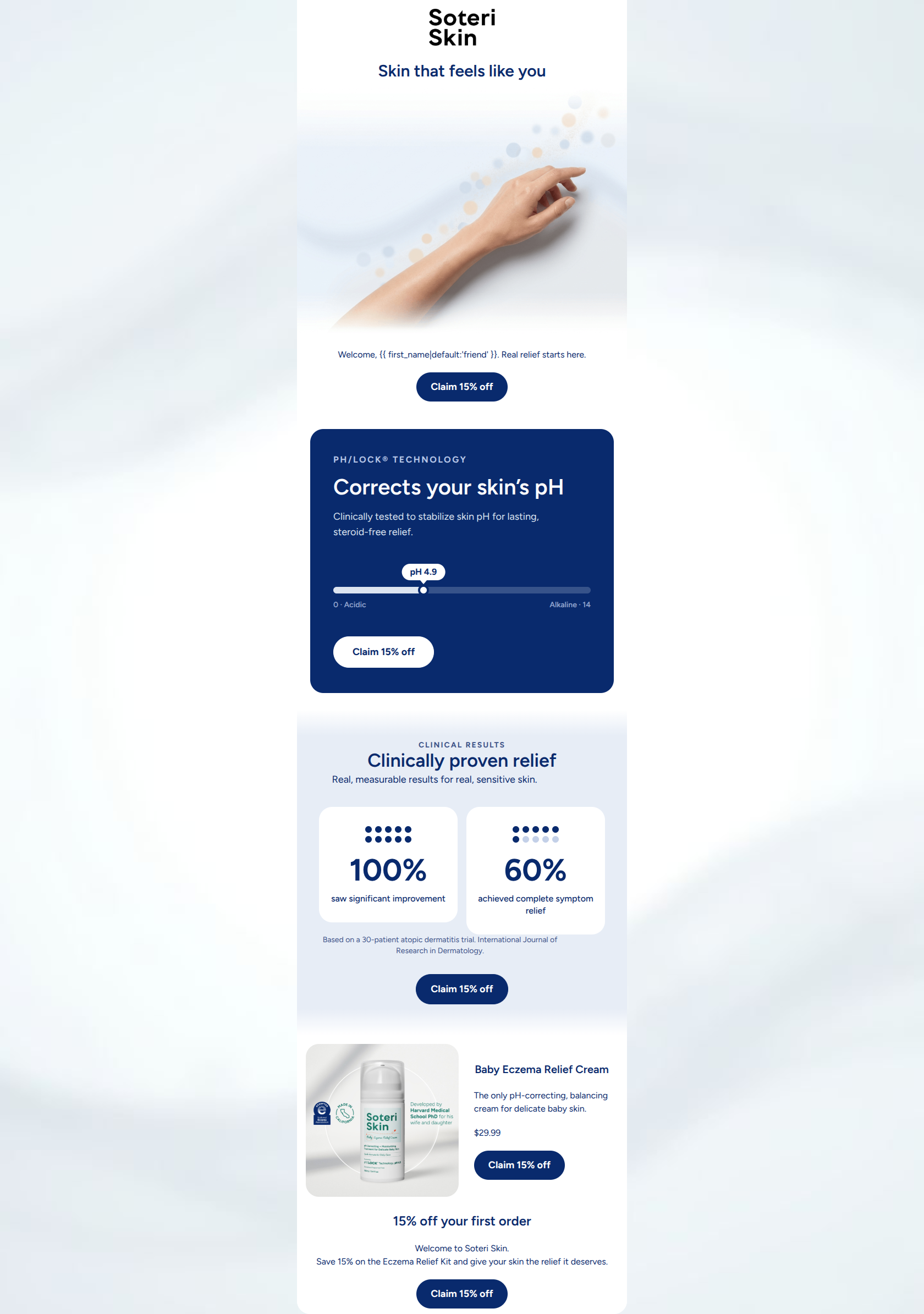 Email design: Skin that feels like you again — 15% off
