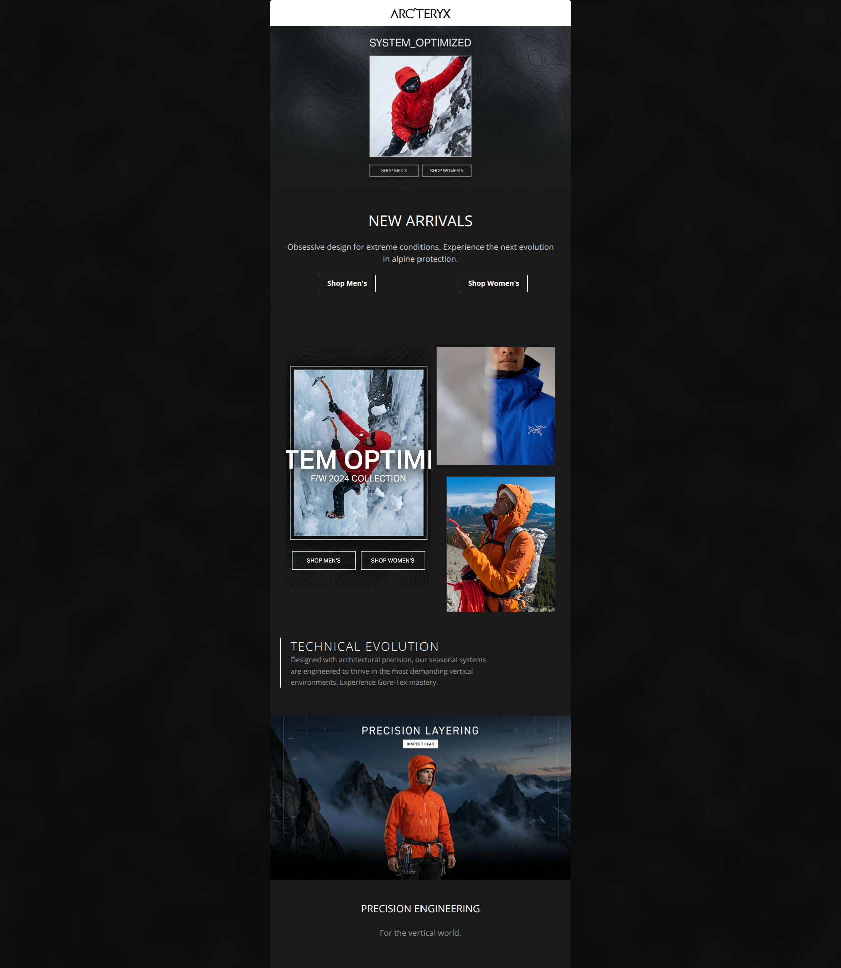 Email design: System Optimized: New Seasonal Gear