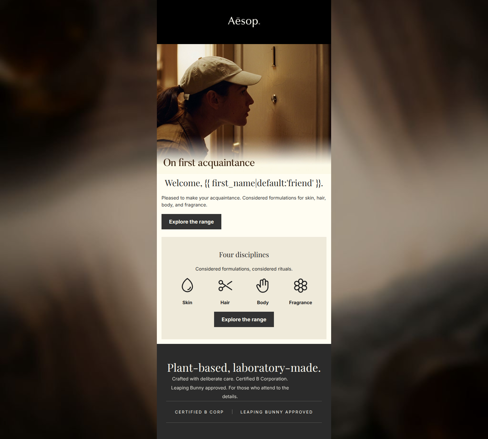 Email design: A considered welcome
