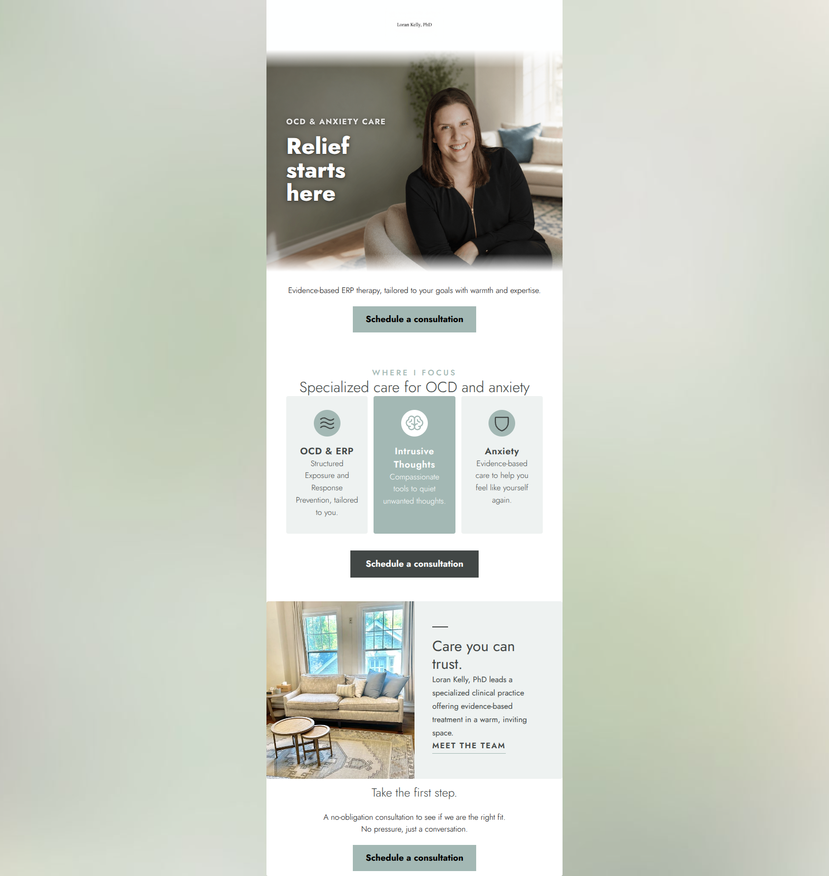 Email design: Specialized care for OCD and anxiety