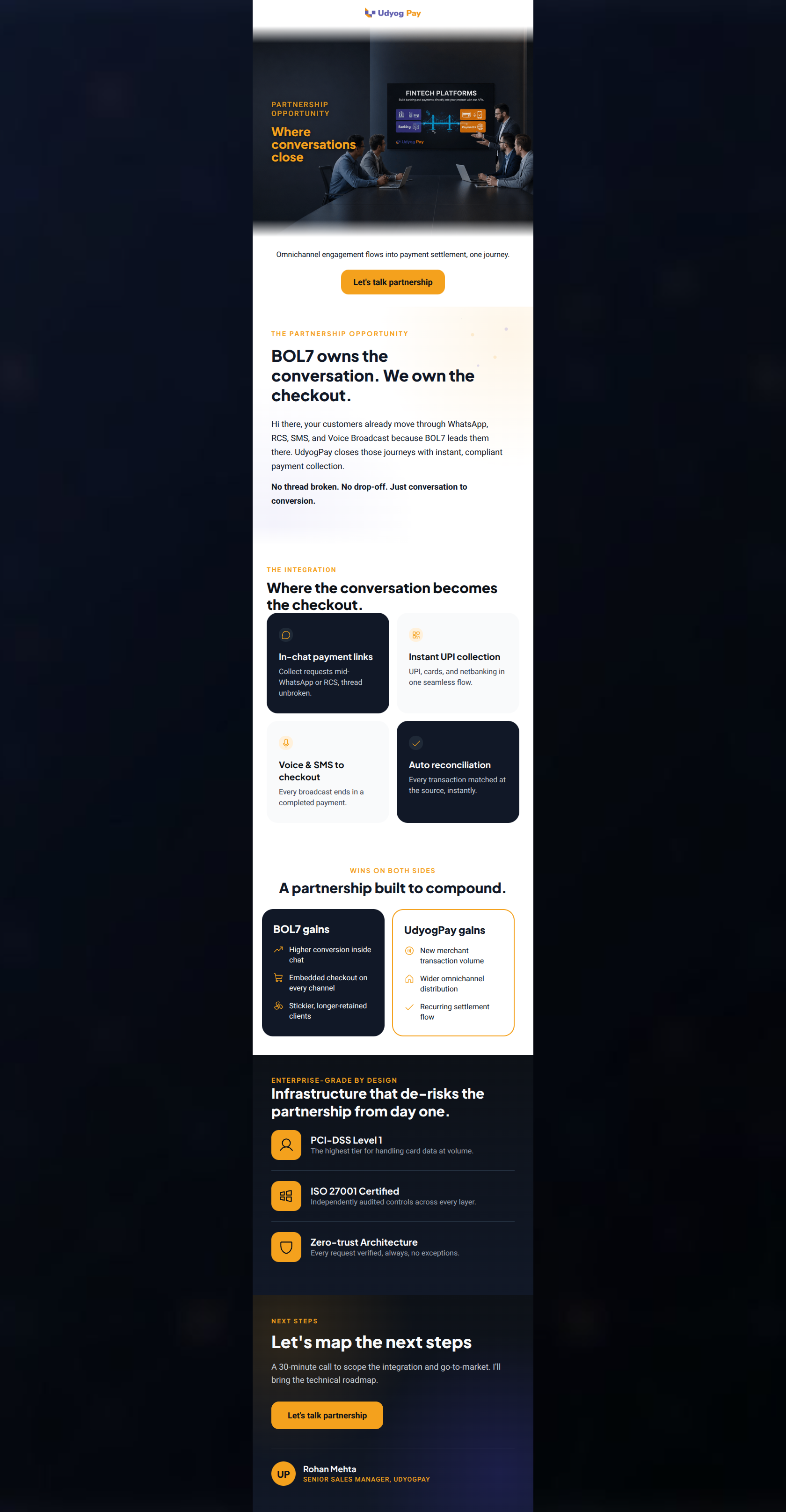 Email design: BOL7 owns the conversation. Let's own the checkout.