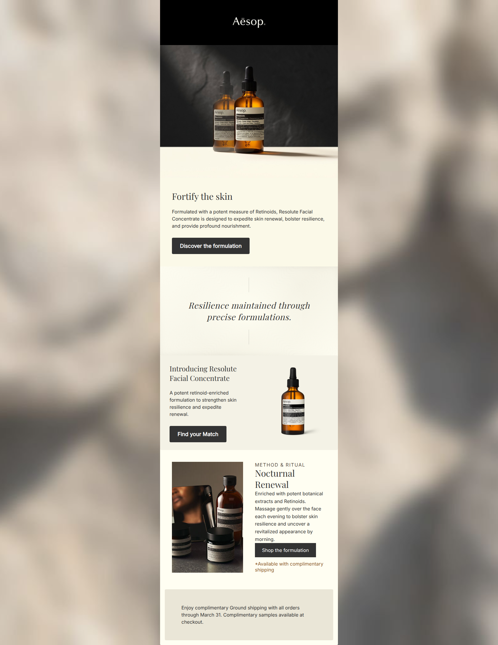 Email design: Introducing Resolute Facial Concentrate