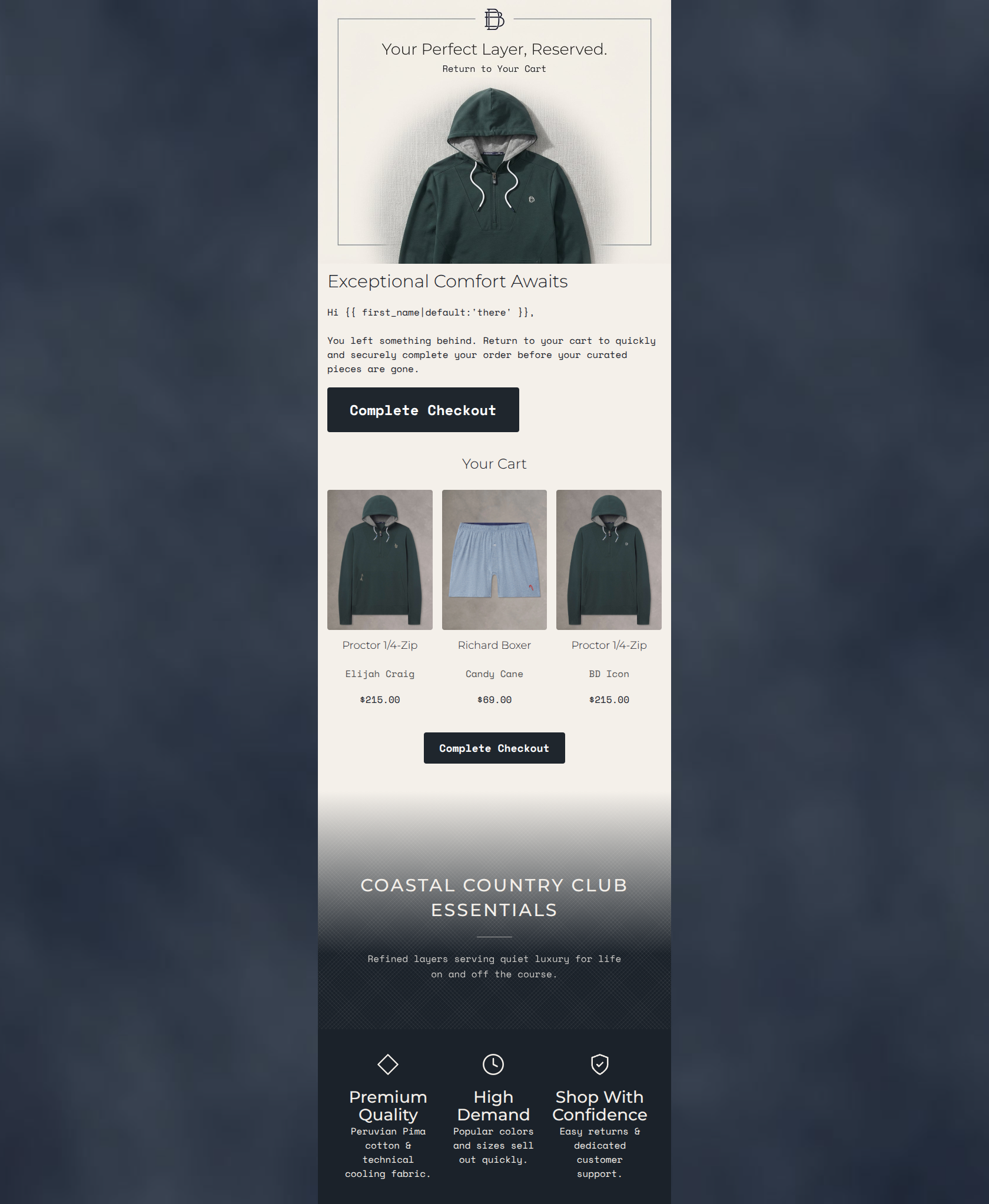 Email design: Your B. Draddy selections are waiting