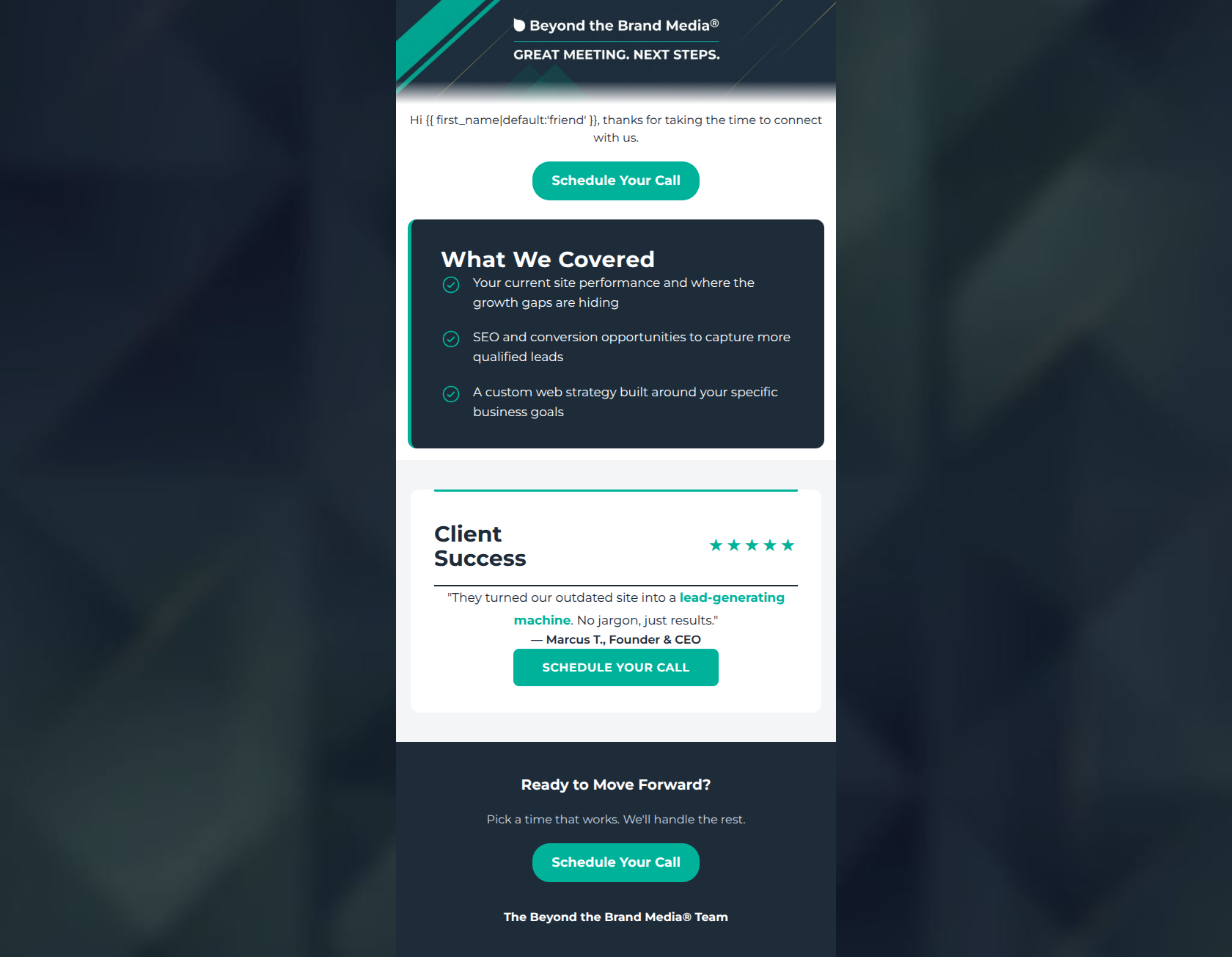Email design: Following Up on Our Meeting