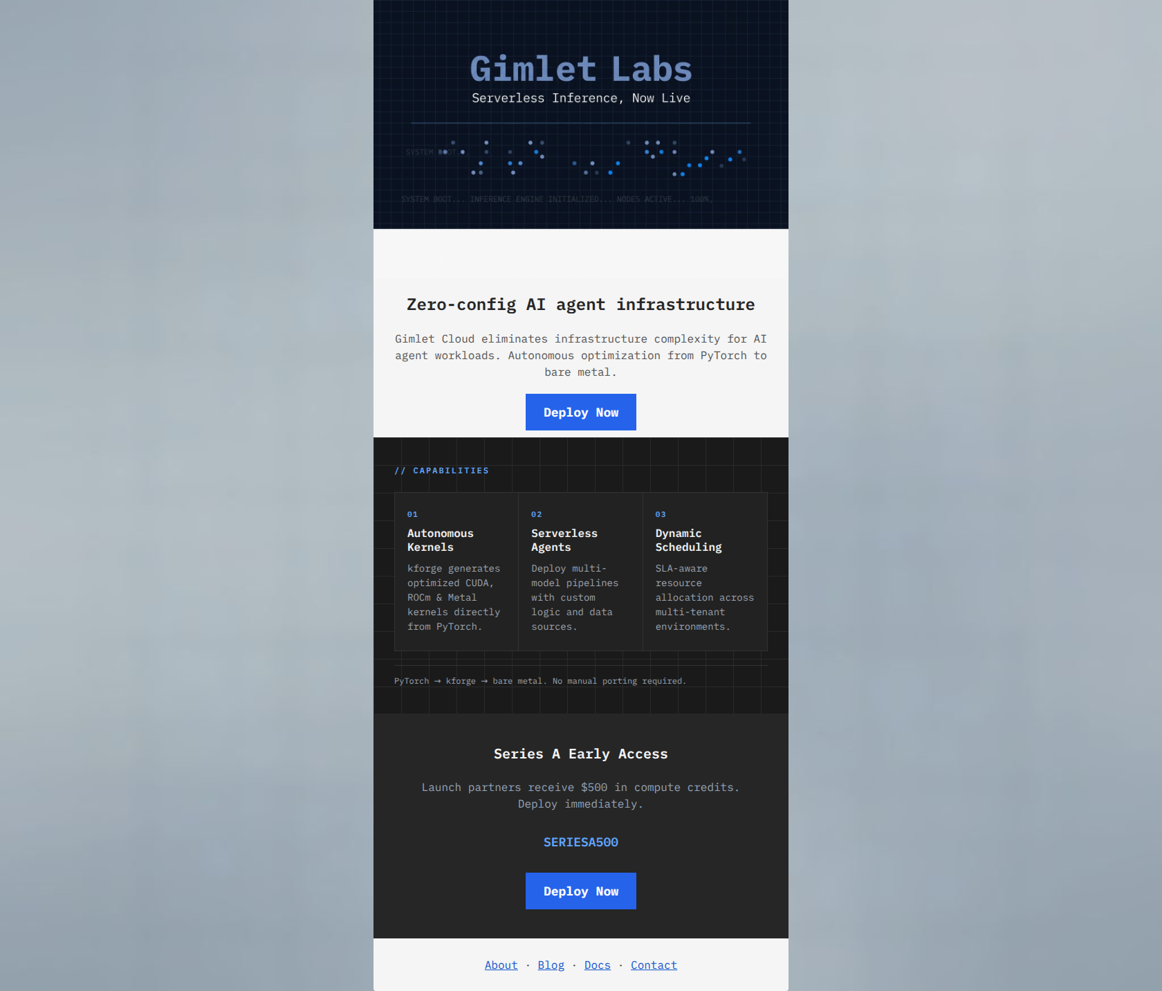 Email design: Gimlet Cloud is live. $500 credits inside.