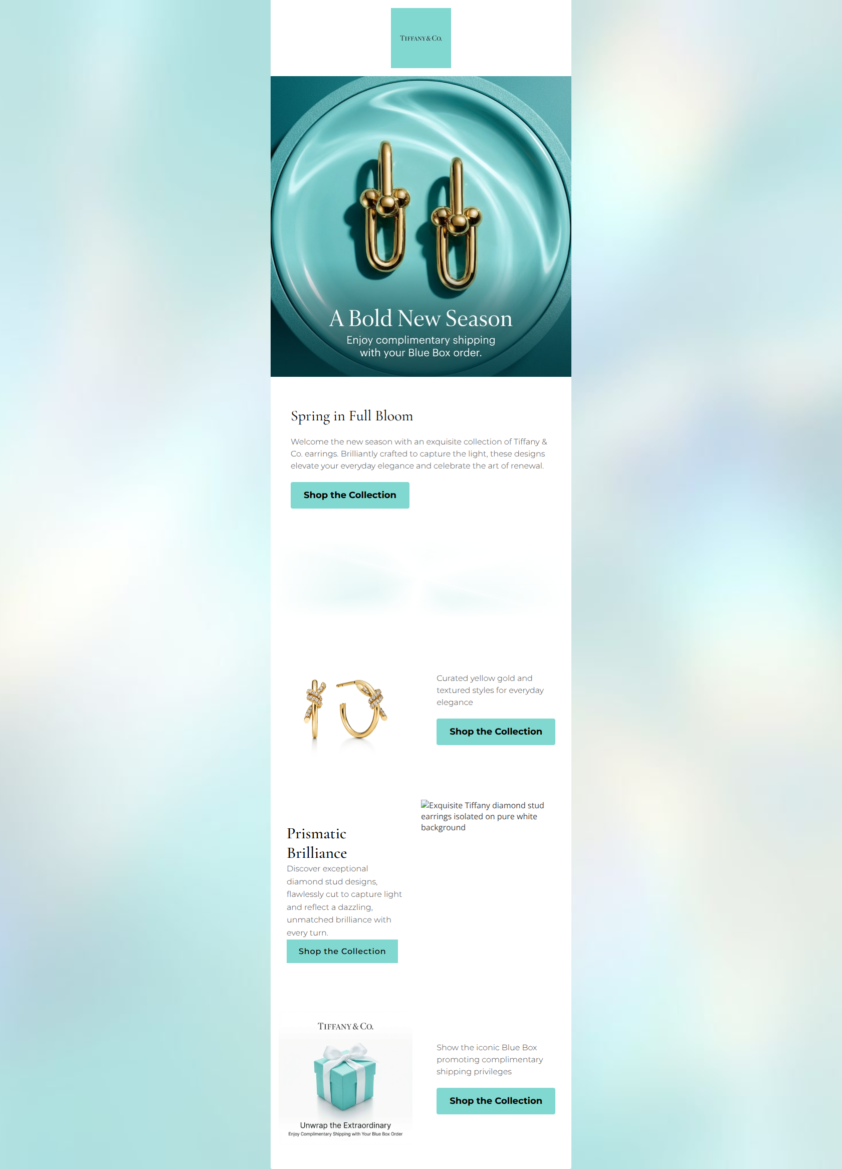 Email design: A New Season of Brilliance: Spring Earrings