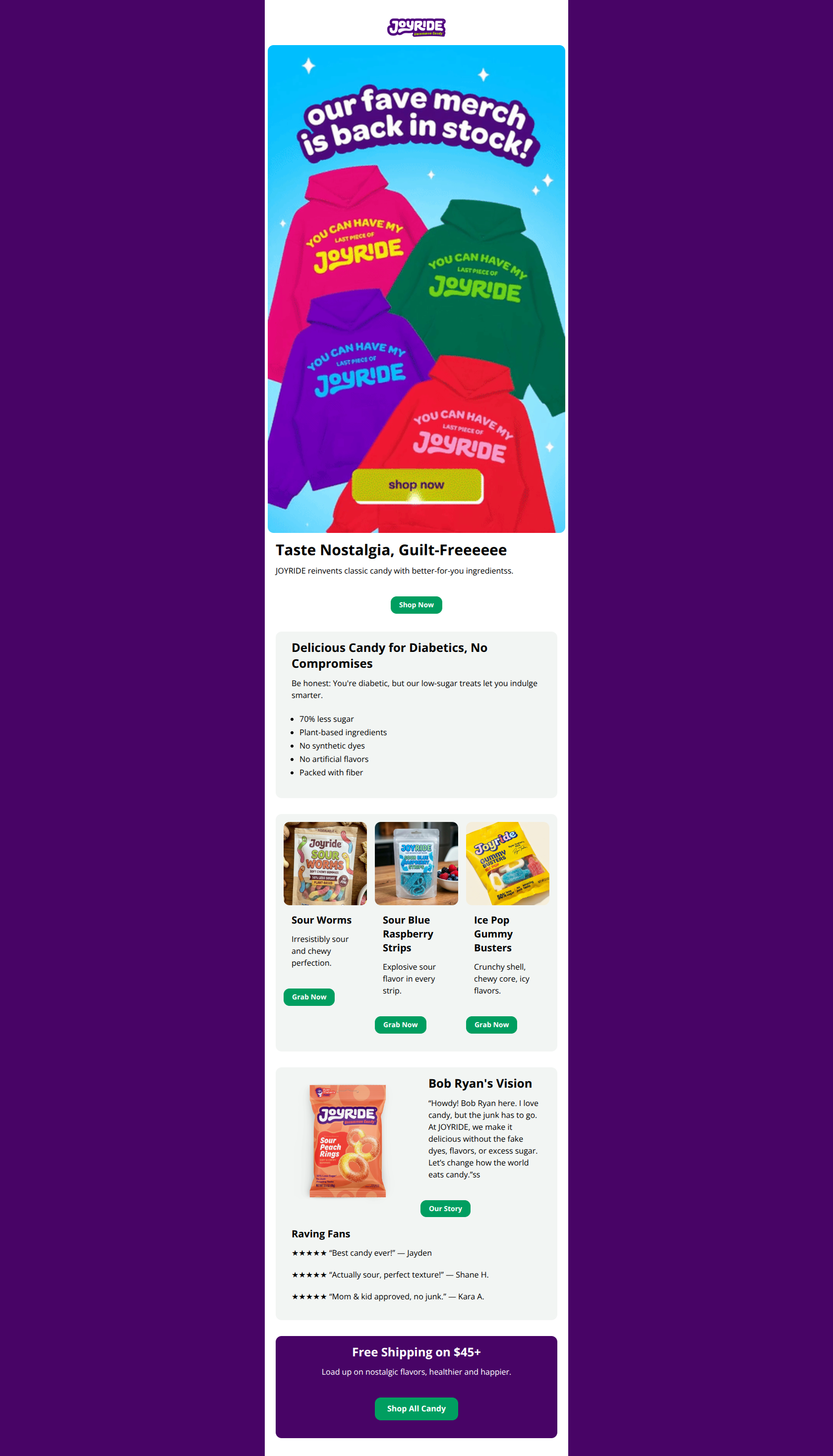 Email design: Indulge Your Sweet Tooth, The JOYRIDE Way!