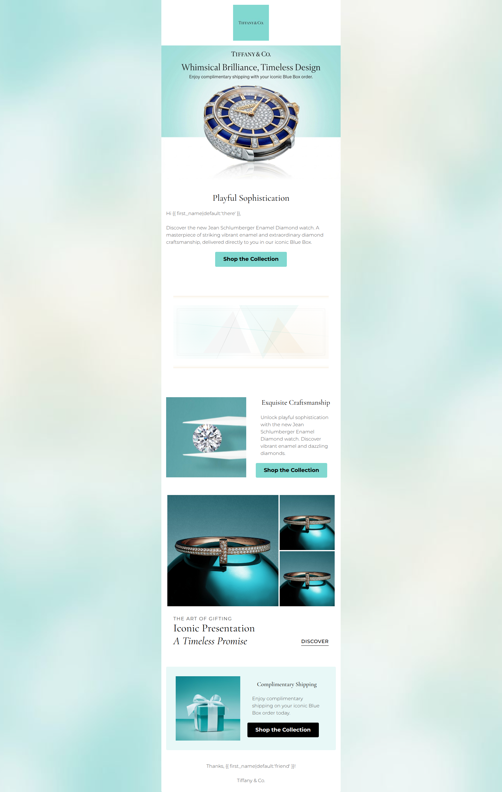 Email design: Playful sophistication: The Jean Schlumberger Watc