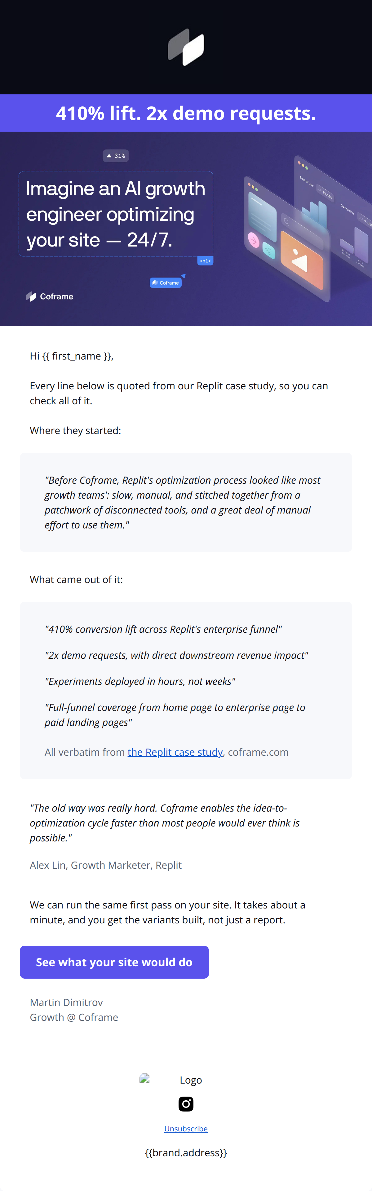 Email design: Drip 1b · Proof · REPLIT (variant of email 1)