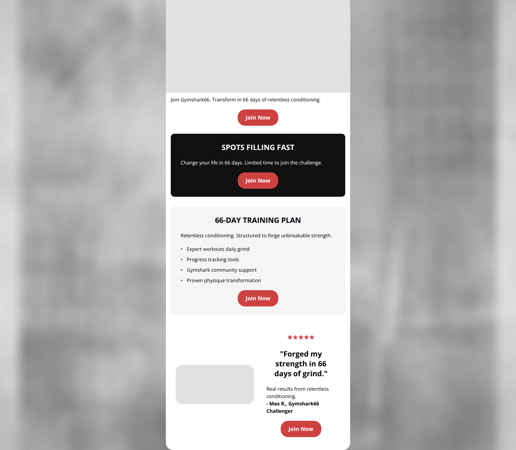 Email design: Gymshark66: Forge Your Strength