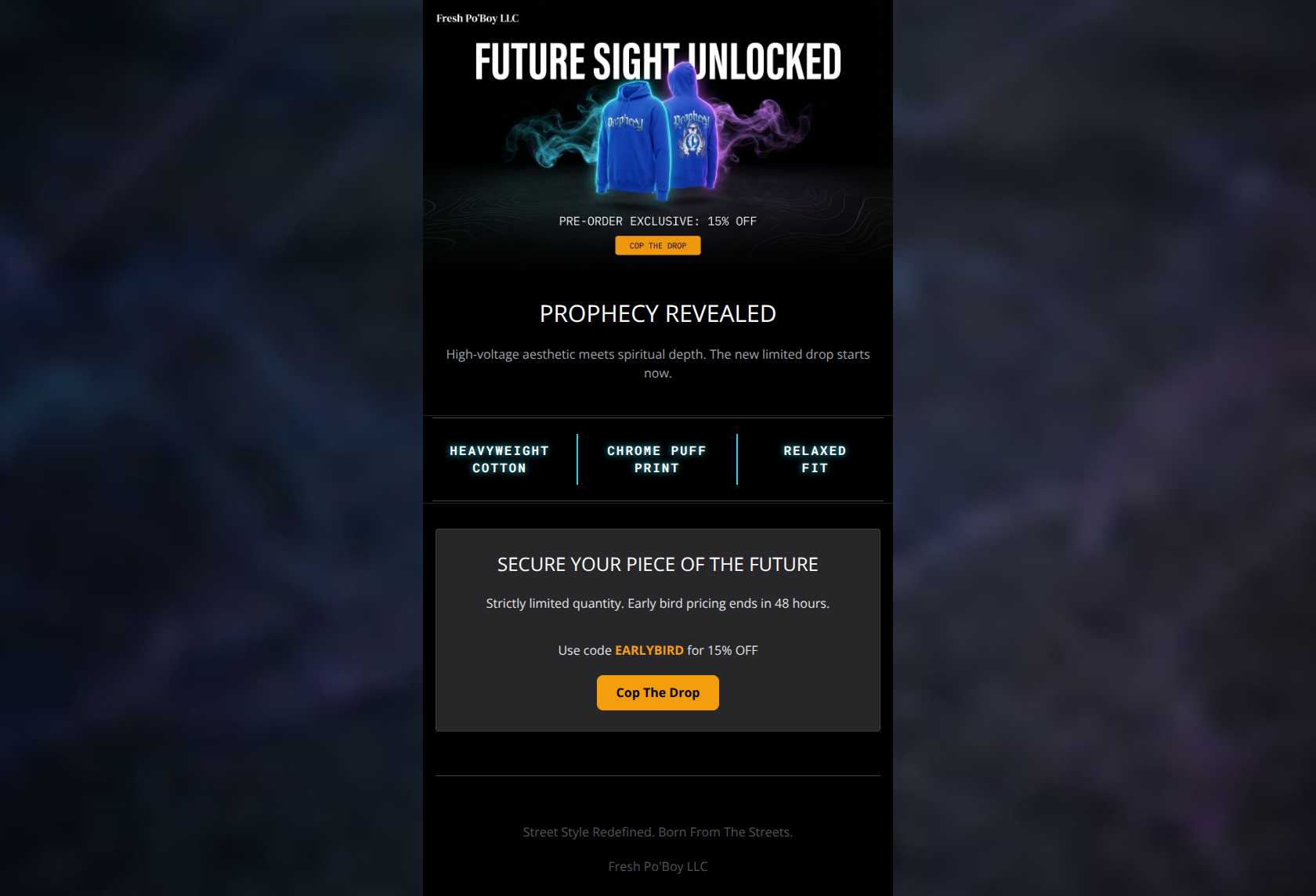 Email design: The Prophecy Is Here. 🔮 Early Access Inside.