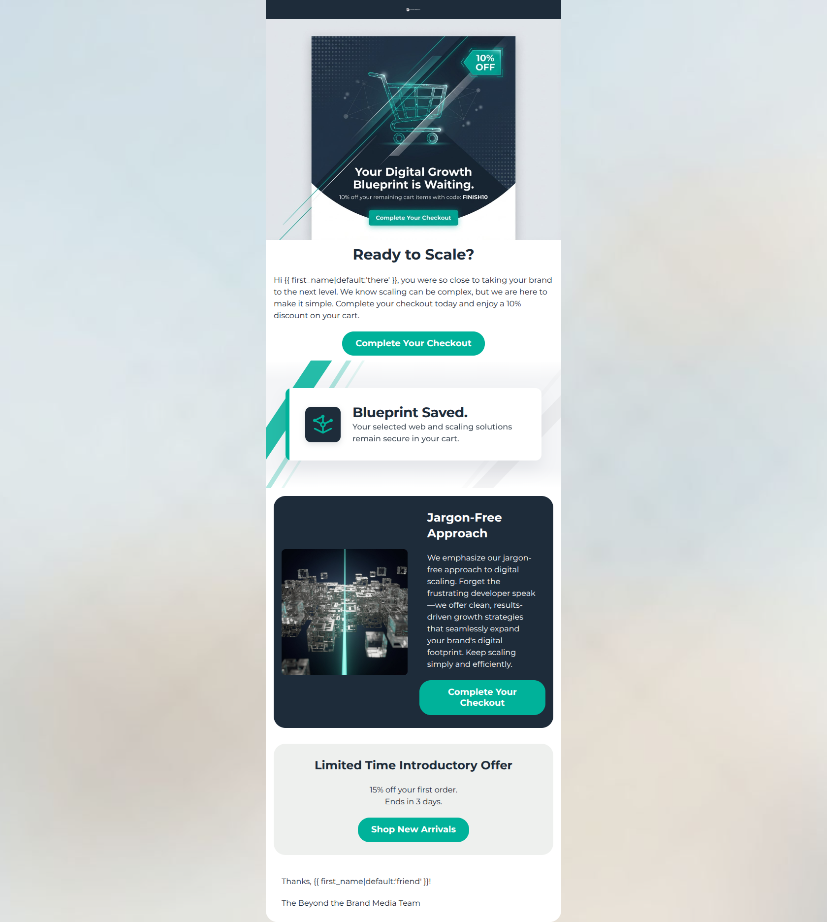 Email design: Let us make this simple: Take 10% off