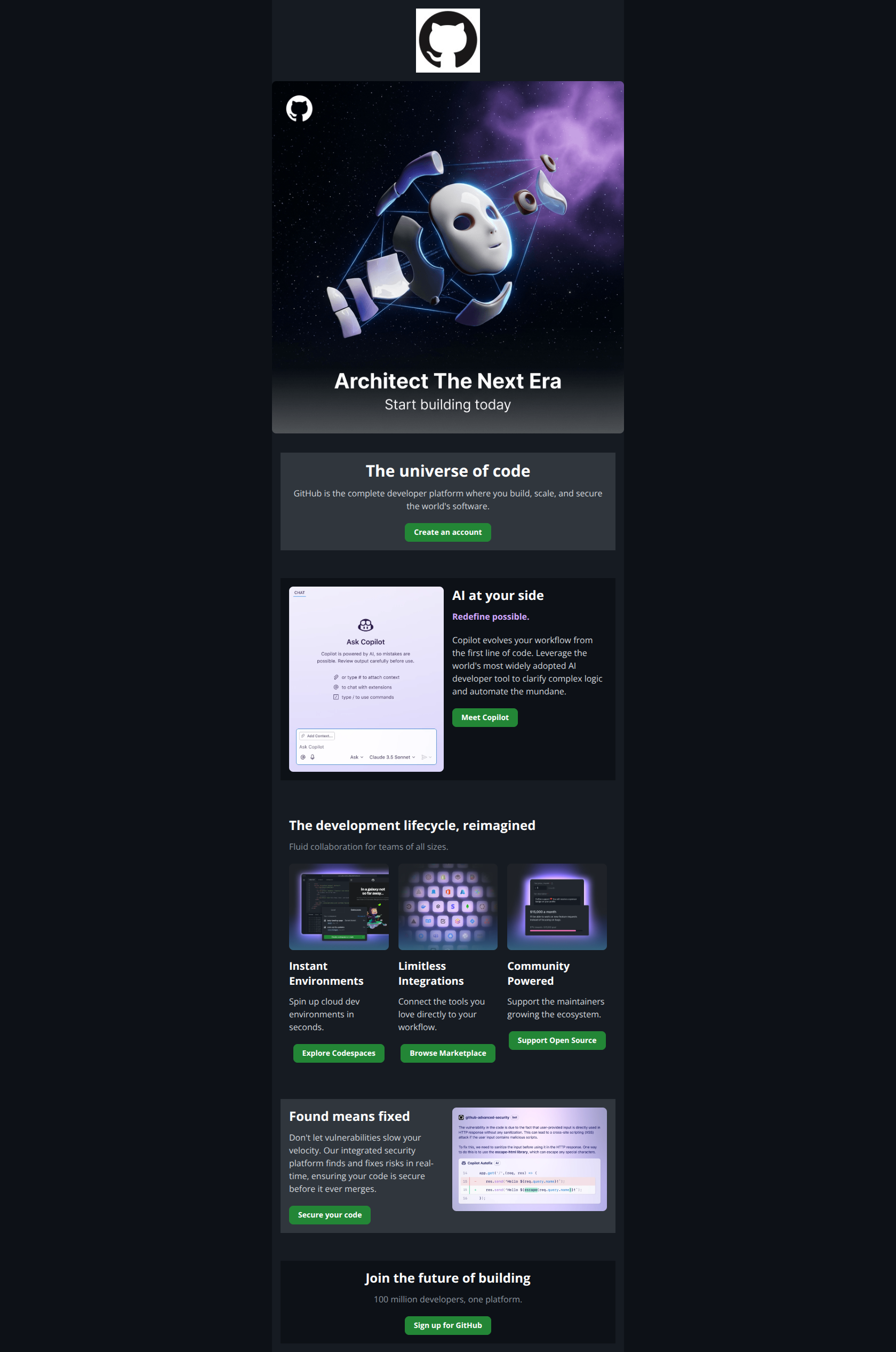 Email design: Build the future with GitHub AI