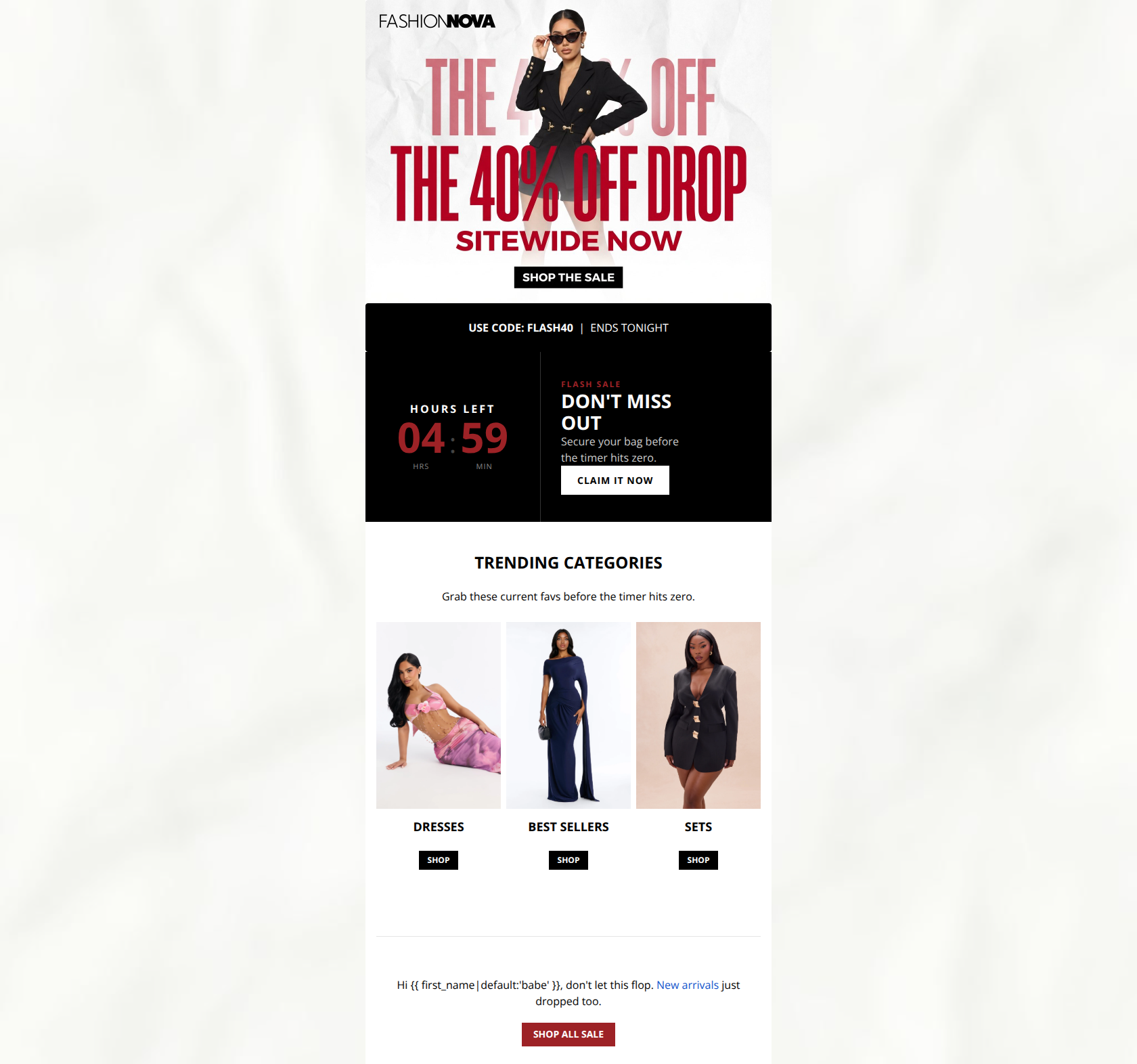 Email design: 🚨 FLASH SALE: 40% OFF EVERYTHING!