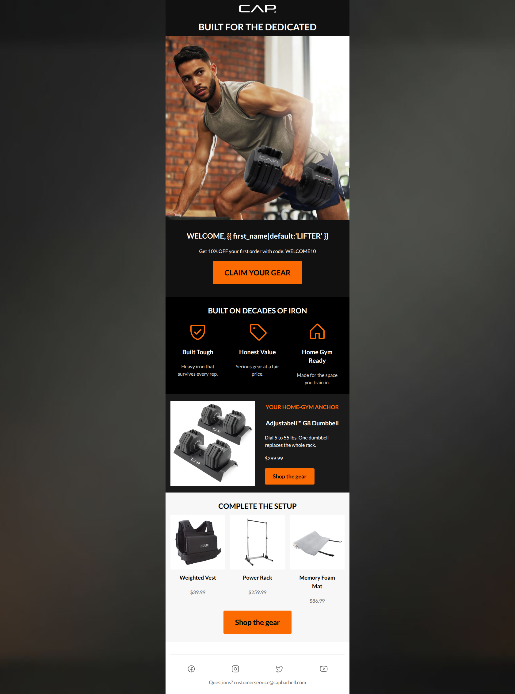 Email design: Welcome to CAP. Let's build.