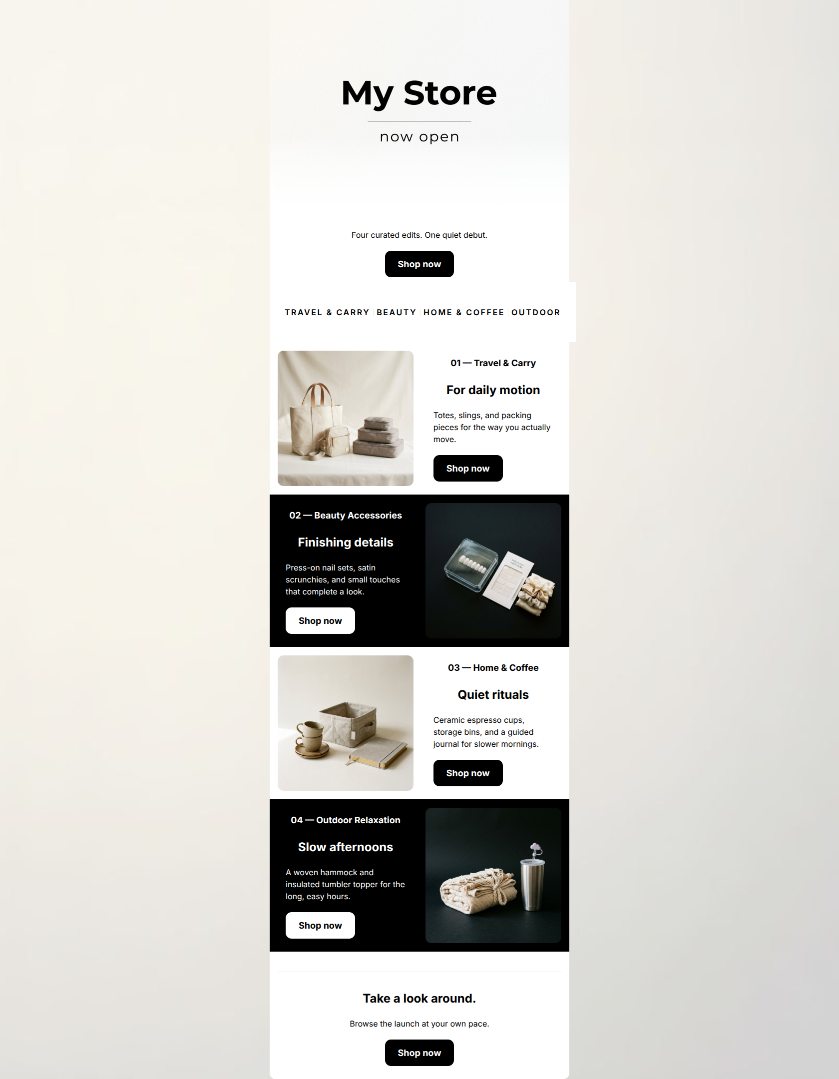 Email design: My Store is now open