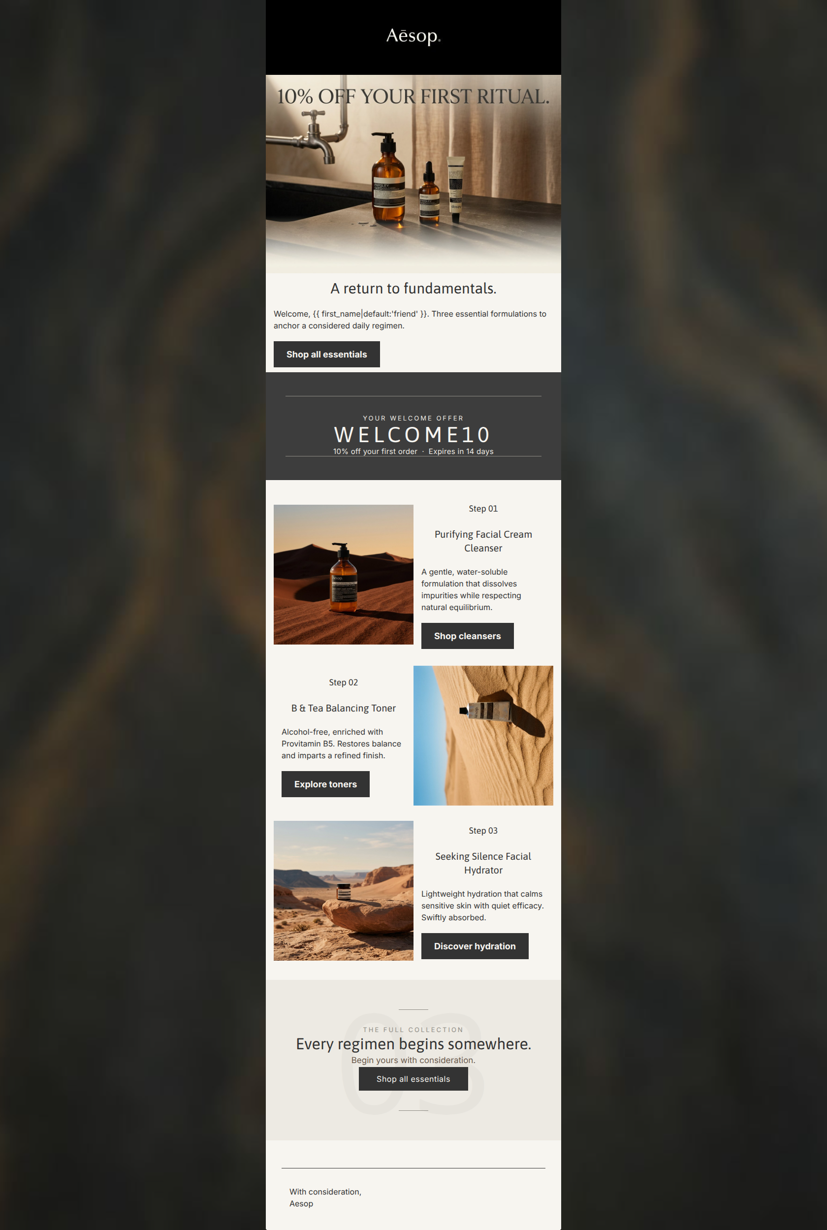 Email design: A considered beginning awaits