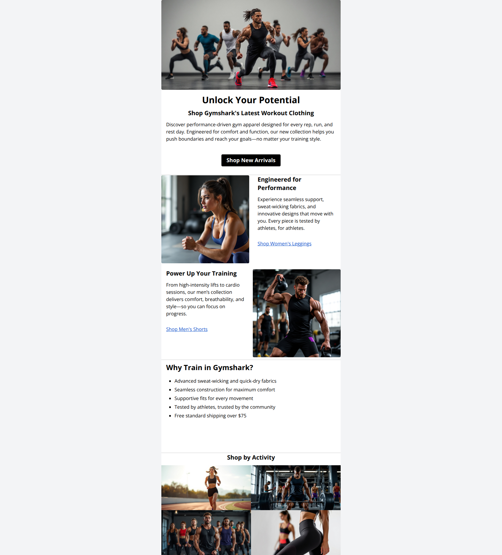 Email design: Gymshark: Unlock Your Potential