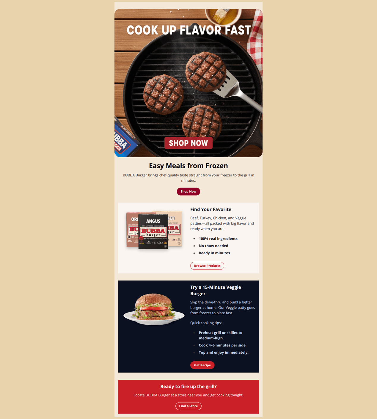 Email design: Welcome to BUBBA Burger! π