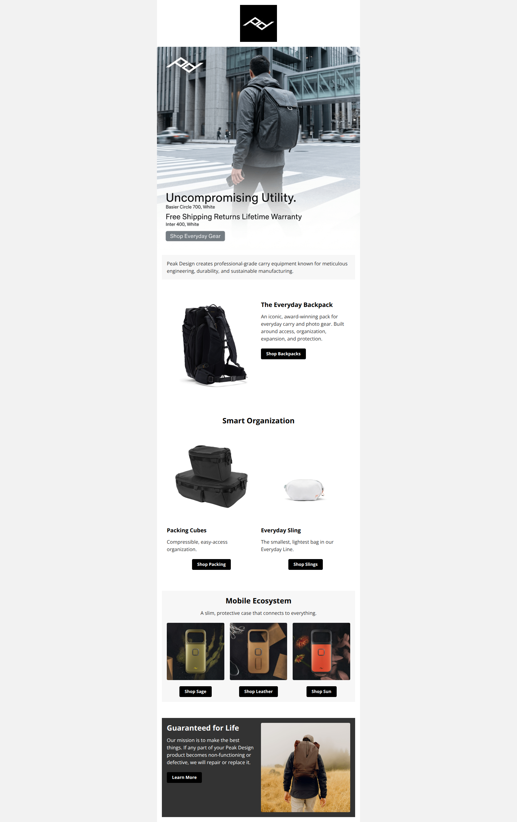 Email design: Built to Last: EDC Gear