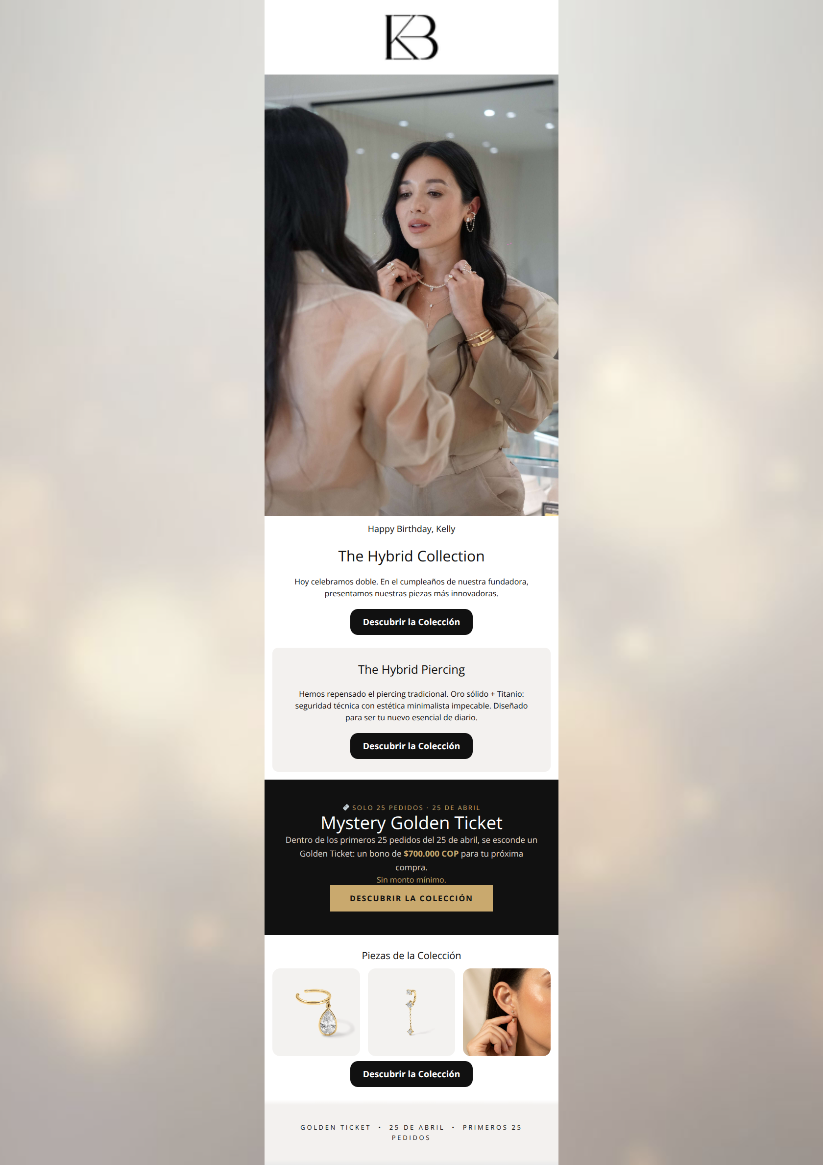 Email design: The Hybrid Piercing ha llegado 🎂