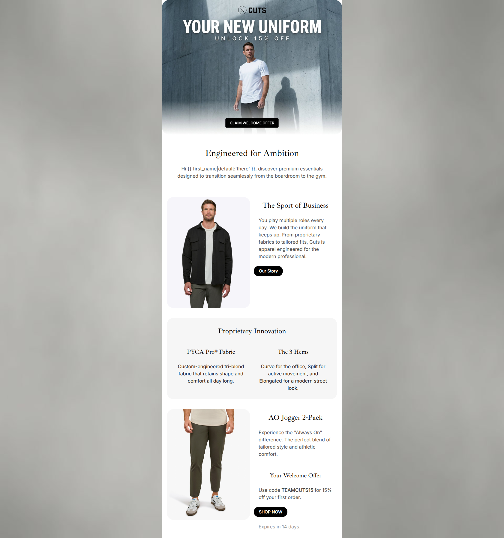 Email design: Welcome to the Sport of Business.