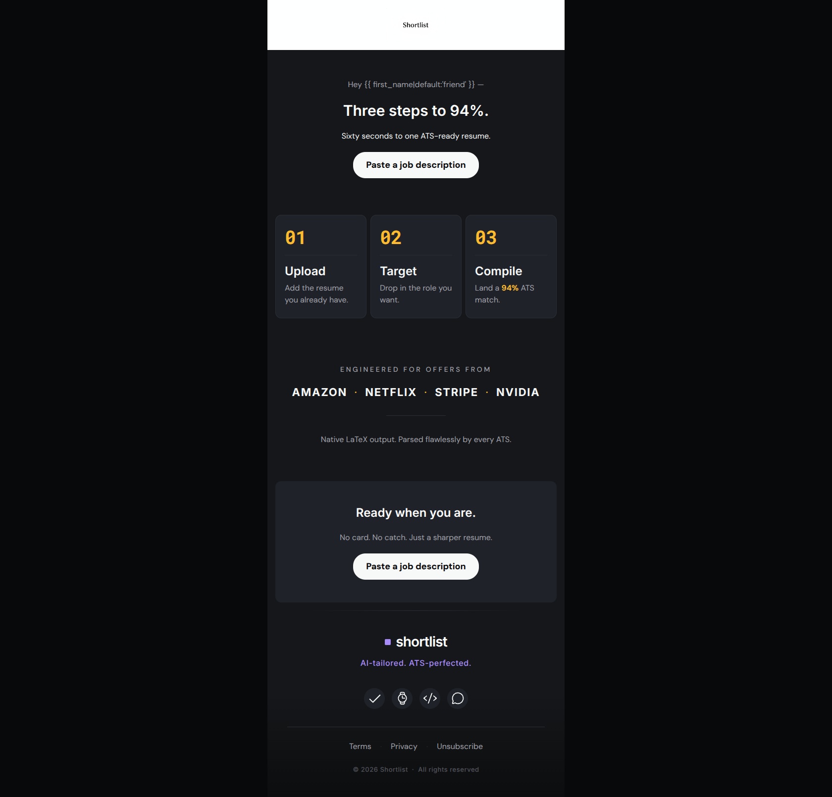 Email design: Paste your dream job description right here