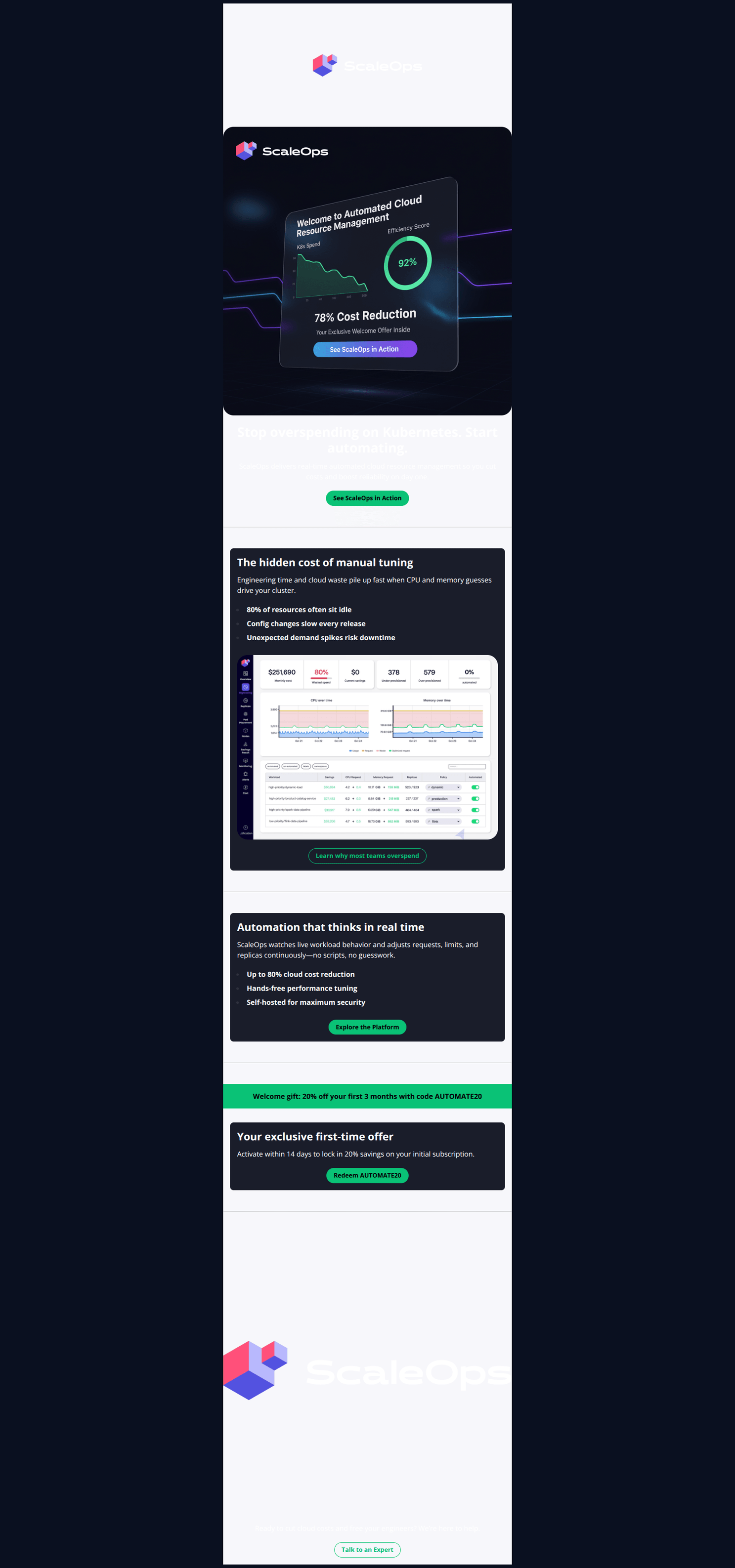 Email design: Welcome! Your K8s Savings Start Now π