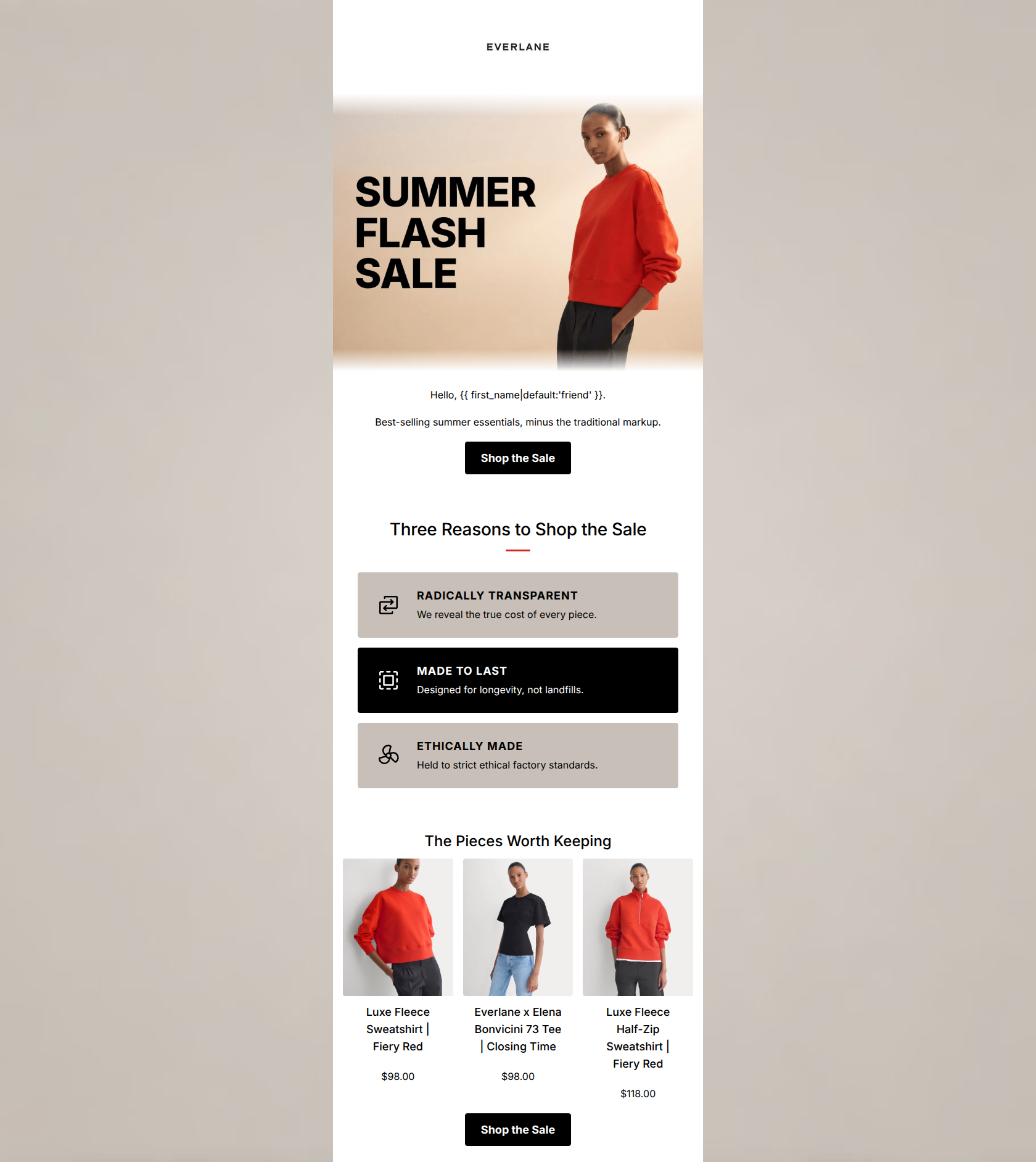 Email design: The summer flash sale is on