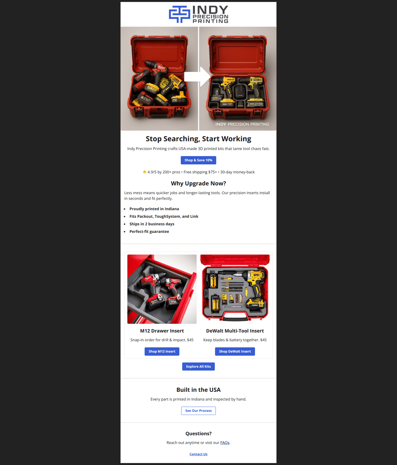 Email design: Organize Tools & Save 10% Today!