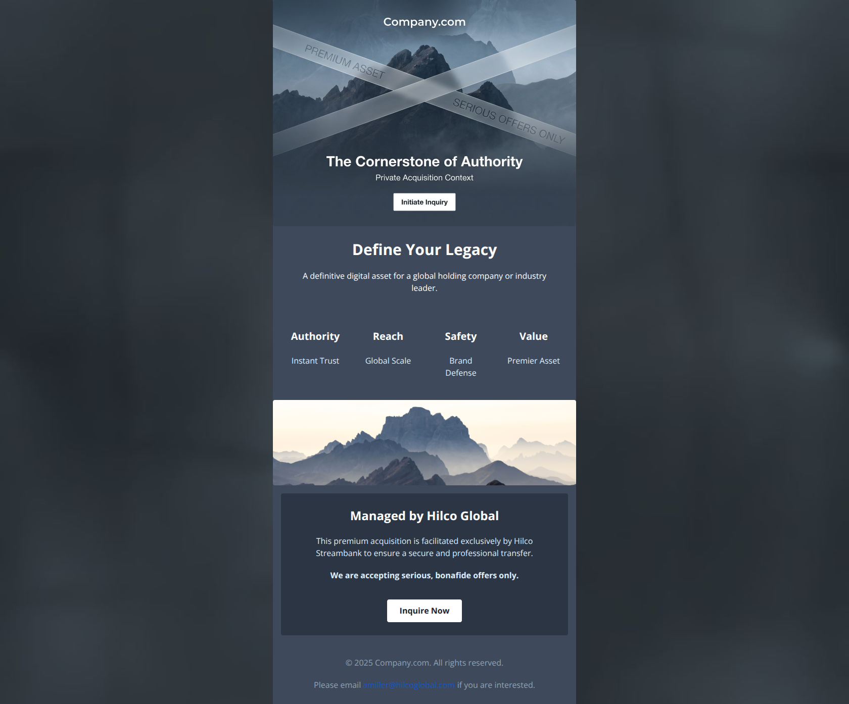 Email design: Acquisition Opportunity: Company.com