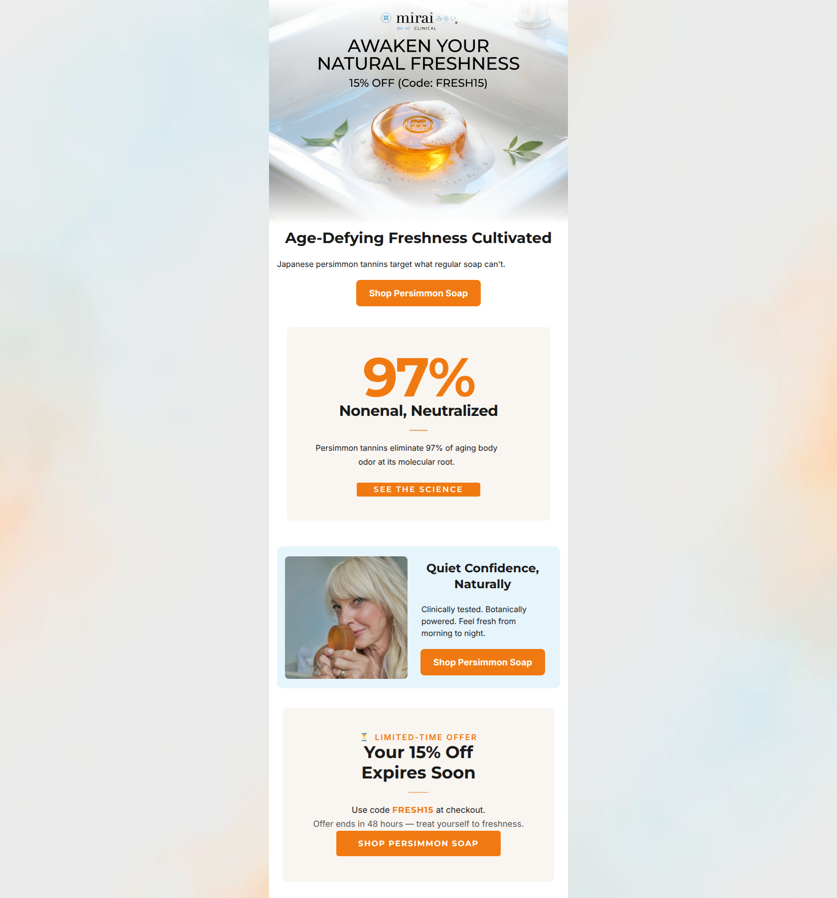 Email design: The secret to age-defying freshness.