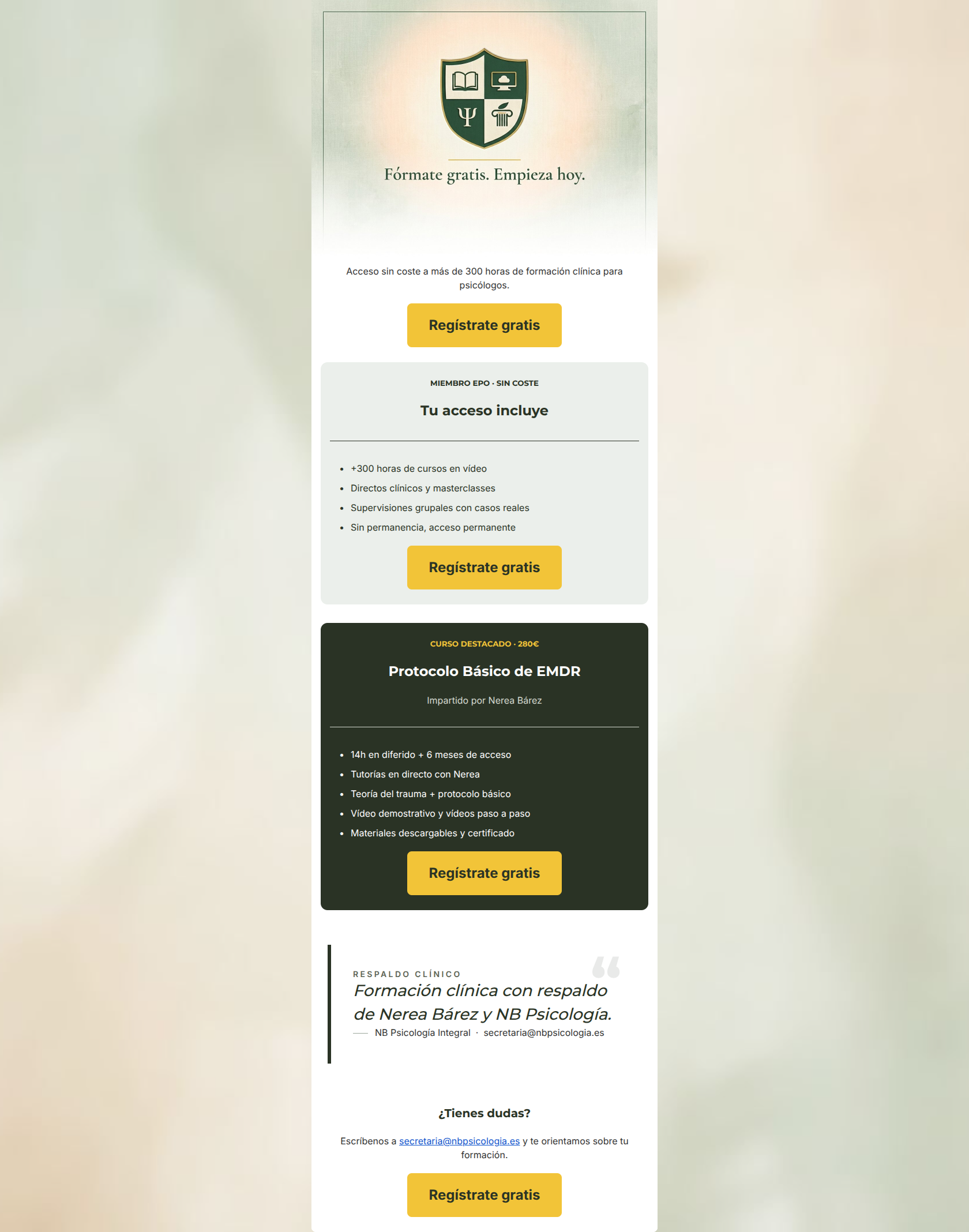 Email design: Fórmate gratis con +300h de formación clínica