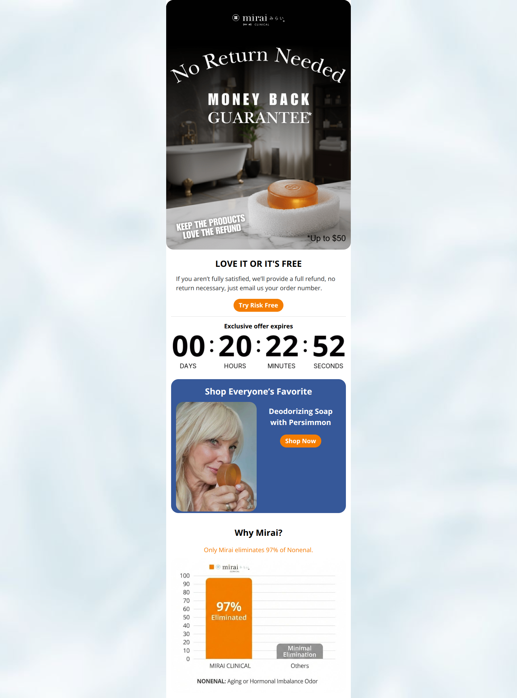 Email design: No Returns Needed on Free Products. Ends in 24h ๐จ