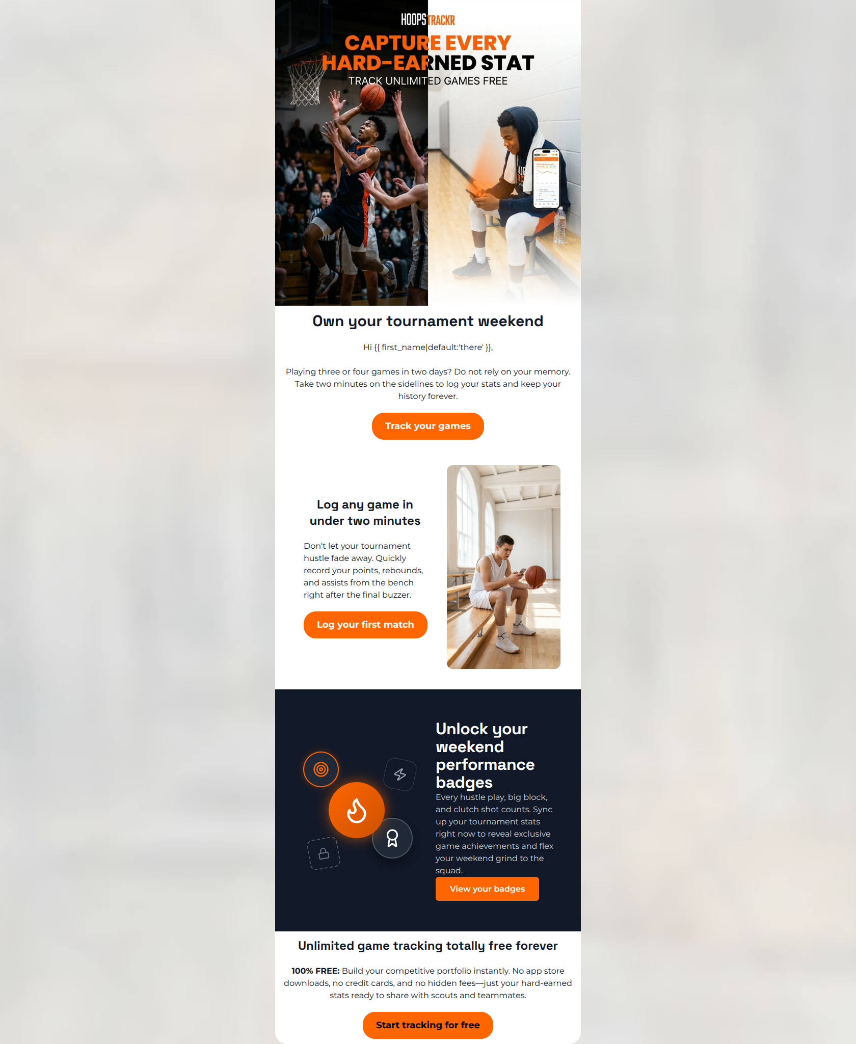 Email design: Playing in a tournament this weekend?