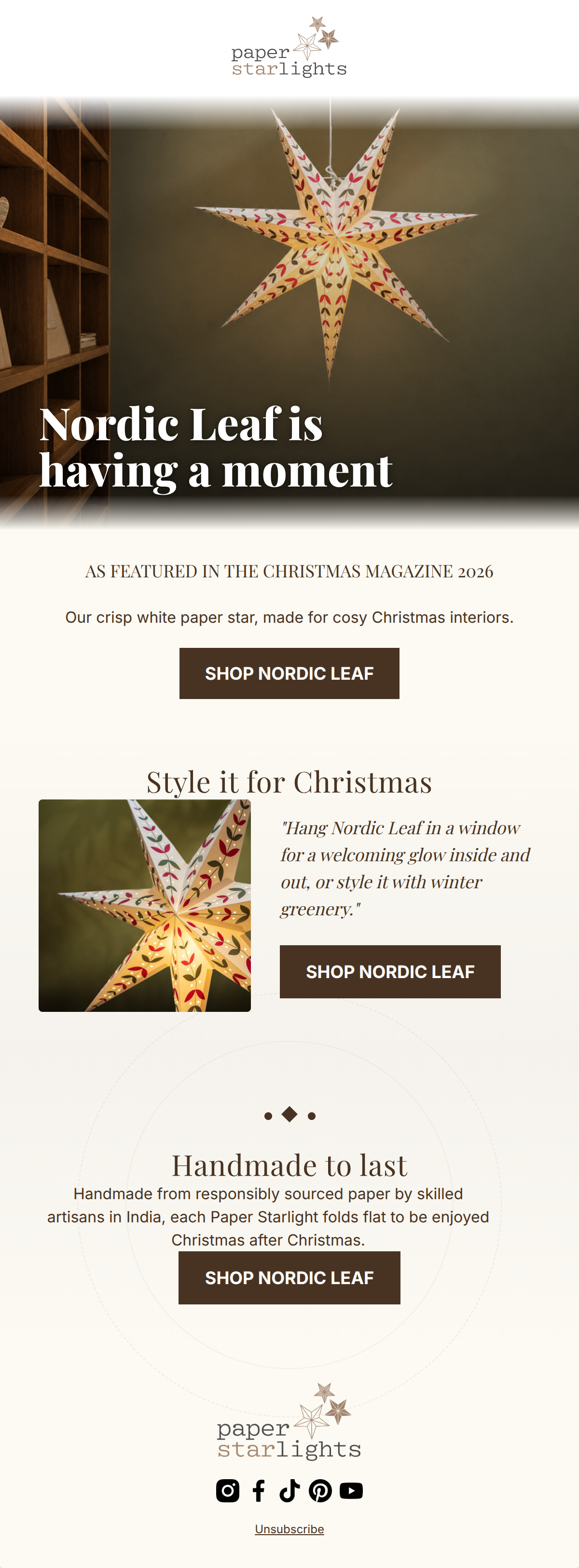 Email design: Our Nordic Leaf star is in The Christmas Magazine