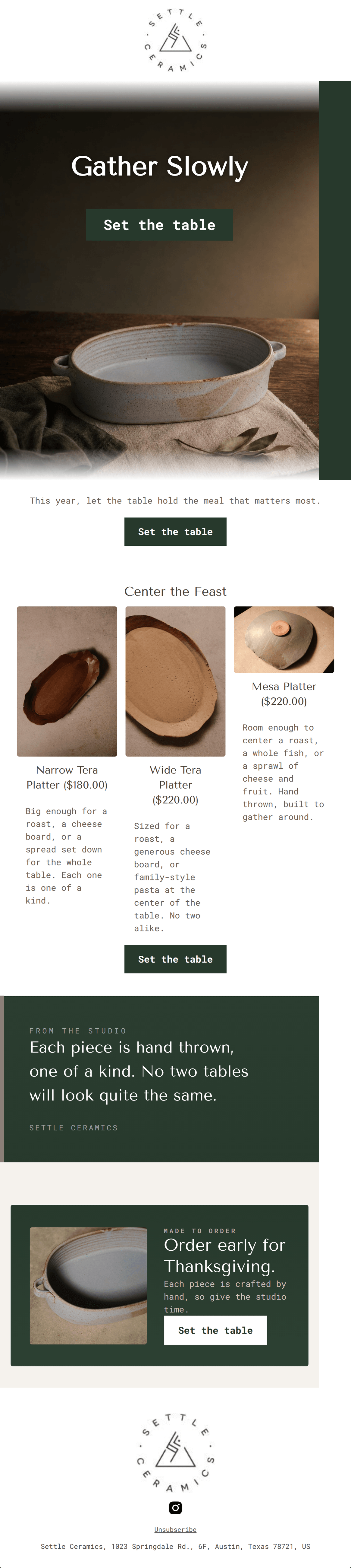 Email design: A table worth gathering around